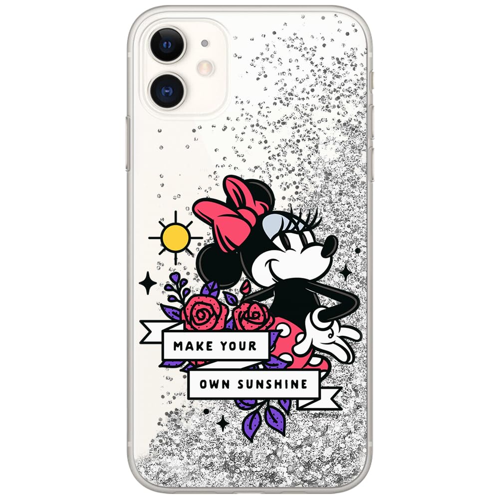 Original & Officially Licensed Disney Minnie Pattern Glitter Phone Case for Apple iPhone 11 - Perfect Fit with Sparkle Effect | Great for Daily Use, Parties & Gift Giving