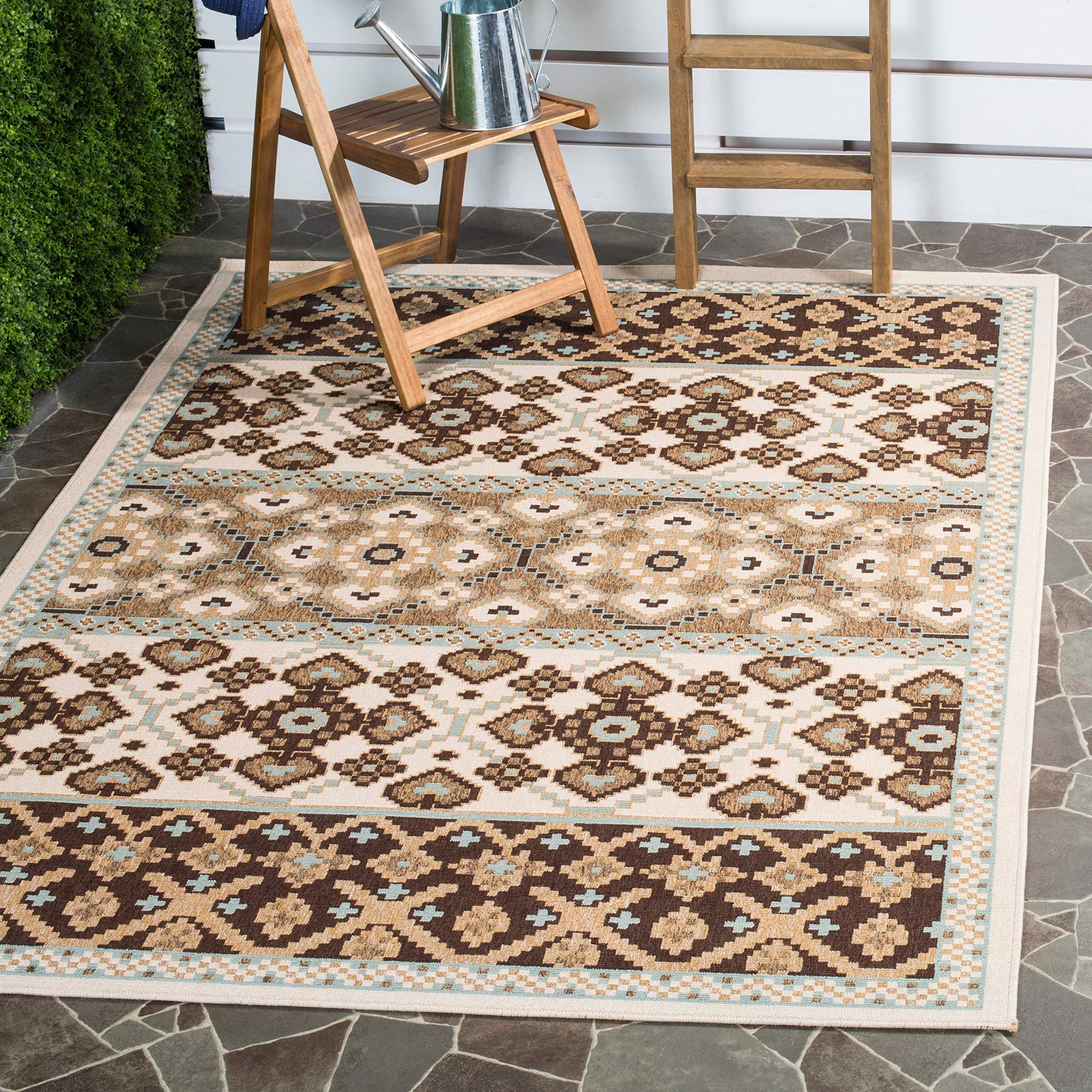 Safavieh Veranda Numa Indoor Outdoor Rug - 8x10, 8x11 Feet - Red Chocolate Brown Rectangle - Durable for Kitchen, Living Room, Patio, Deck & Garden - Weather Resistant & Easy to Clean