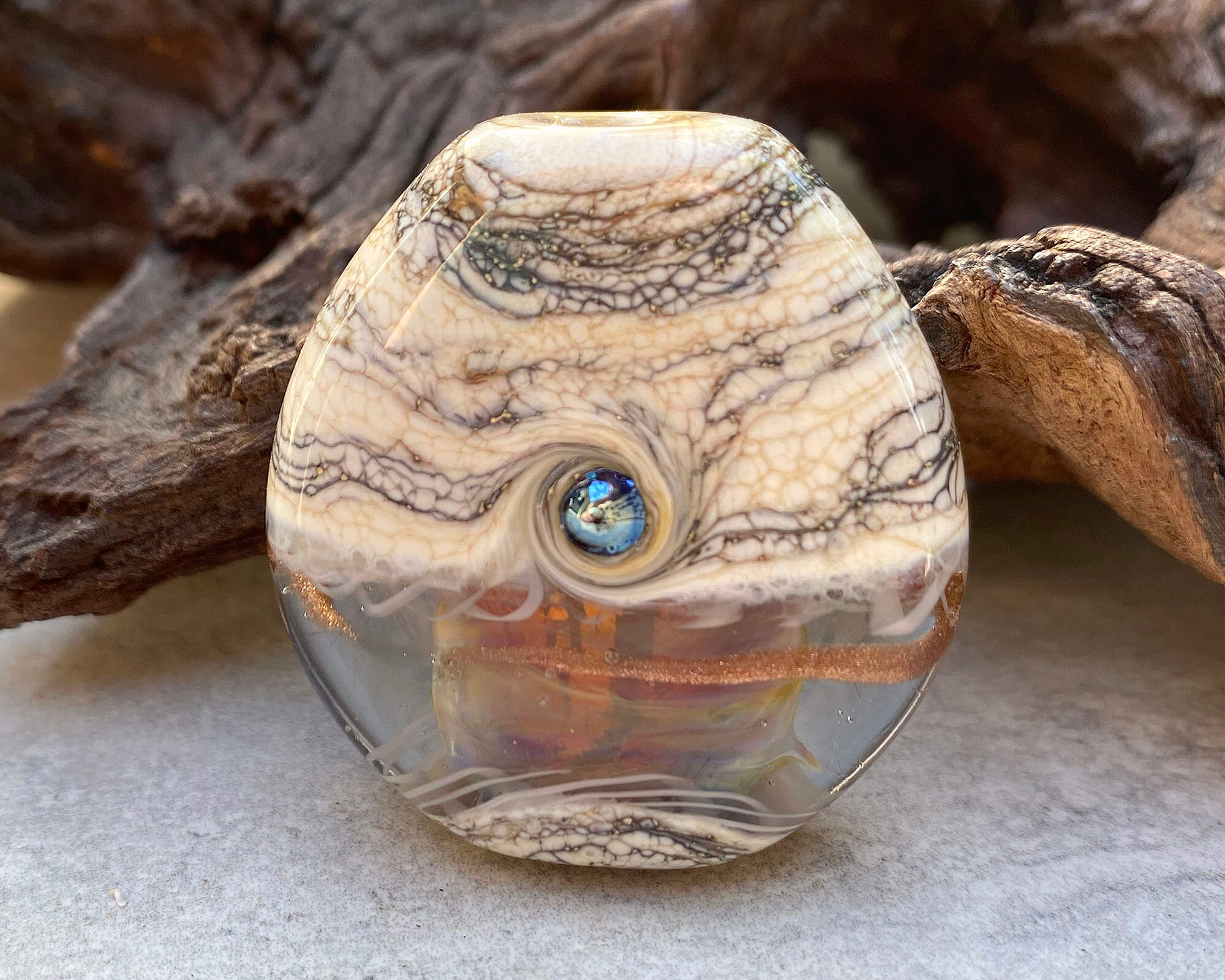 Natural Fire Opal Organic Lampwork Focal Bead SRA for Jewelry Making - Handmade Glass Beads for Necklaces, Bracelets & DIY Craft Projects