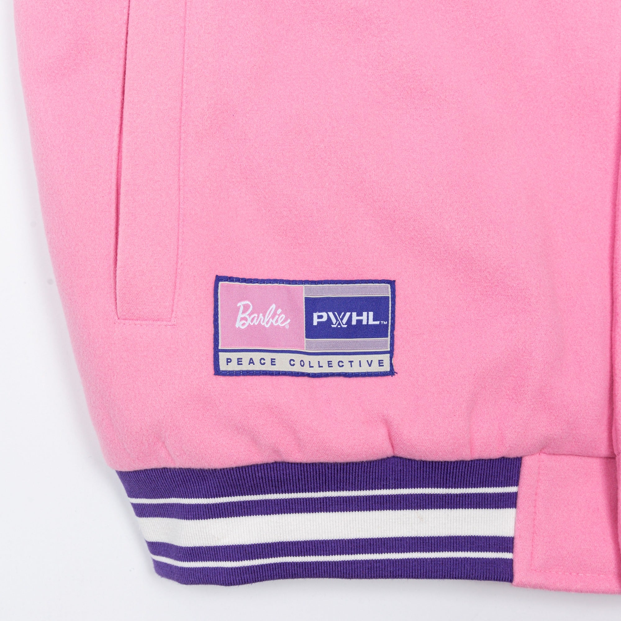 PWHL x Barbie by Peace Collective Women's Letterman Varsity Jacket - Perfect for Casual Wear, Game Days & Fashion Outfits