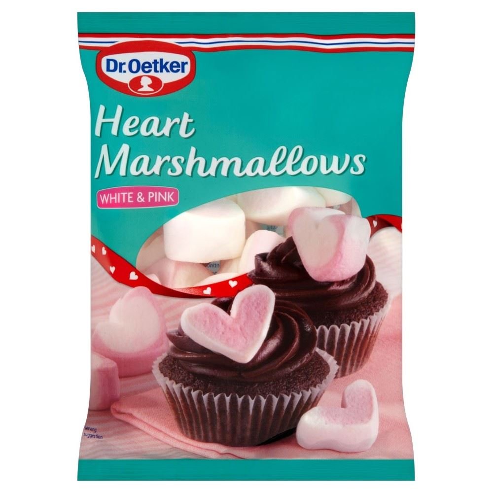 Dr. Oetker Heart Marshmallows White & Pink (100g) - Pack of 6 | Sweet Valentine's Day Gift, Hot Cocoa Topper, Baking Decorations, Party Favors