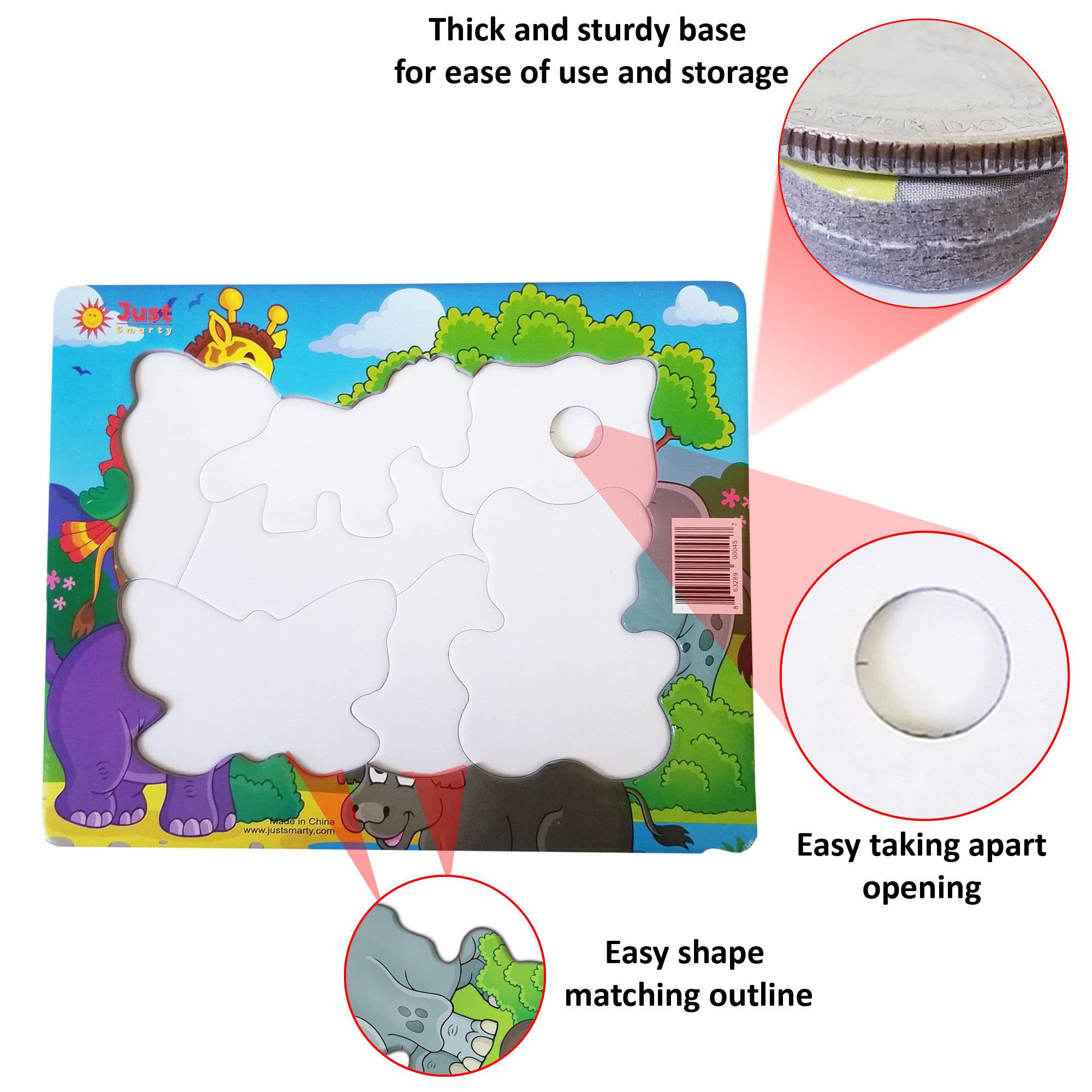 Just Smarty Toddler Puzzles Set of 2 - Ocean & Zoo Shapes for Kids 2-4 | Preschool Learning Games for Classroom & Home Play