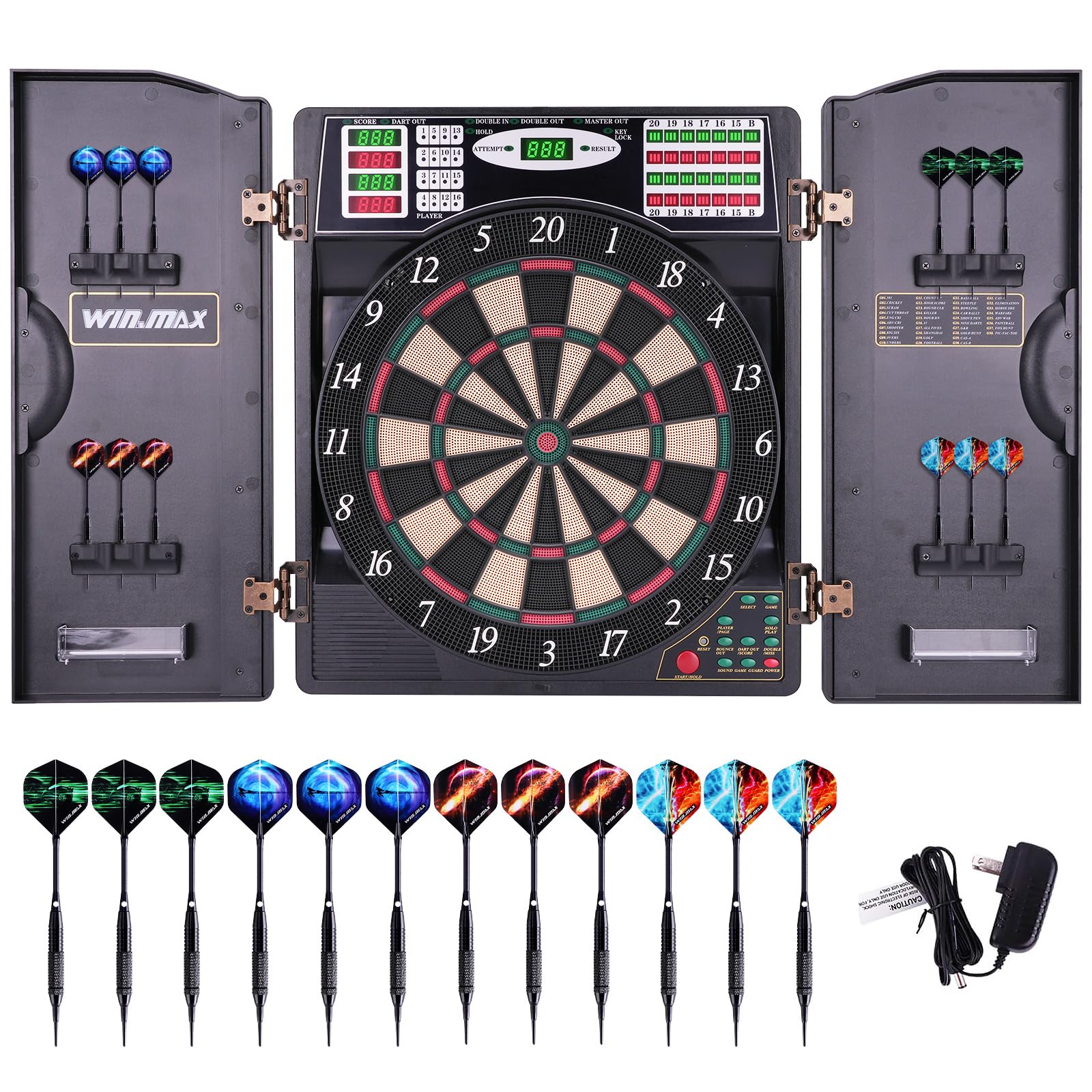 Electronic Dart Board LED Digital Dartboard Set with Cabinet - 12 Soft Tip Darts for Adults | Perfect for Game Rooms, Bars, and Home Entertainment