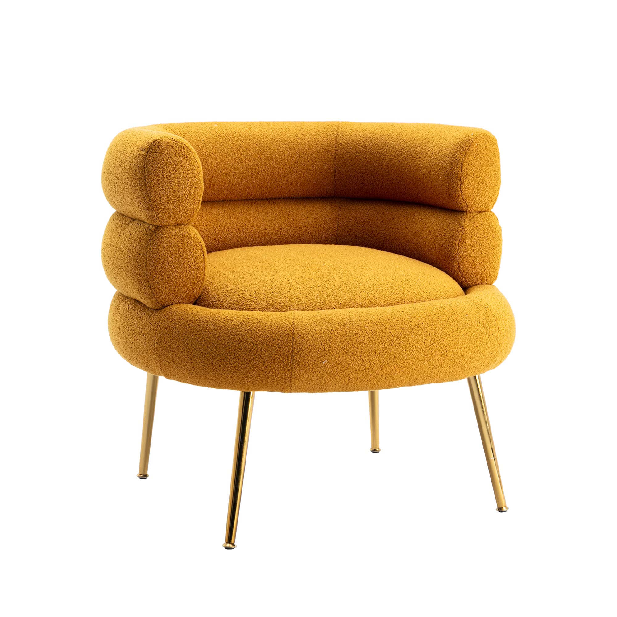 SSLine Modern Accent Barrel Chair - Solid Wood Upholstered Leisure Armchair with Adjustable Gold Metal Legs, Thick Padding - Perfect for Living Room, Bedroom, Office & Vanity Areas - Guest Chair & Club Chair for Home Decor
