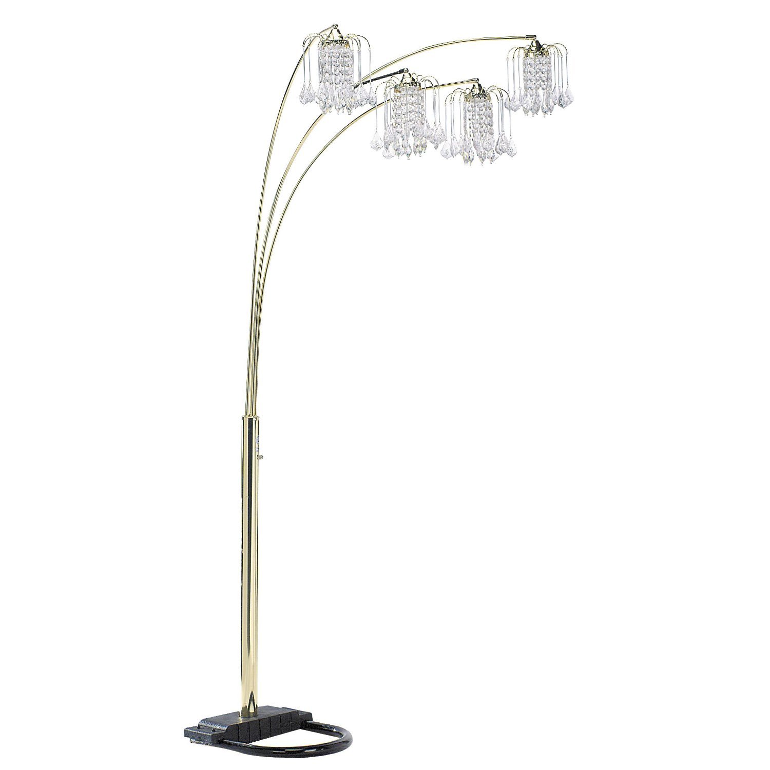 HPP Inc 6966G Elegant Floor Lamp with Crystal-Like Shade in Polished Brass - Perfect for Living Room, Bedroom & Office Lighting Decor