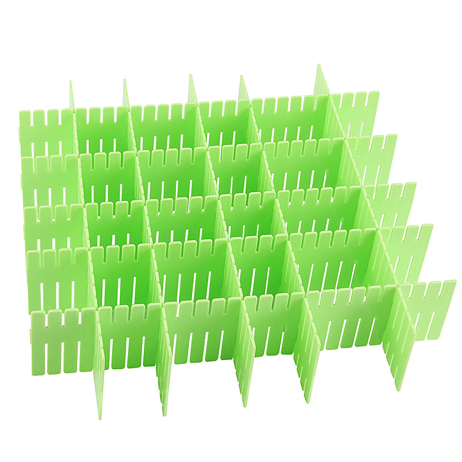 ZOENHOU 60 PCS Green Plastic Drawer Dividers - 12.6 x 2.8 Inch Adjustable Organizer for Makeup, Kitchen, Office & Home Storage | Perfect for Drawers, Desktops & Cabinets
