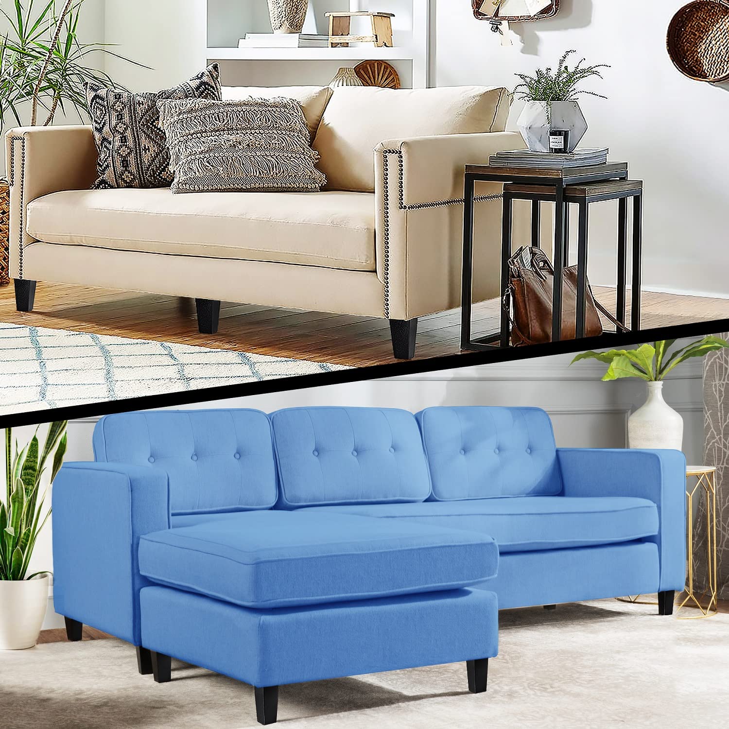 AORYVIC 6 Inch Black Furniture Legs - Set of 6 Heavy Duty Sofa Legs for Sectional, Couch, Ottoman, Dresser, Recliner & Nightstand - Perfect for Home Office & Living Room Furniture Upgrades