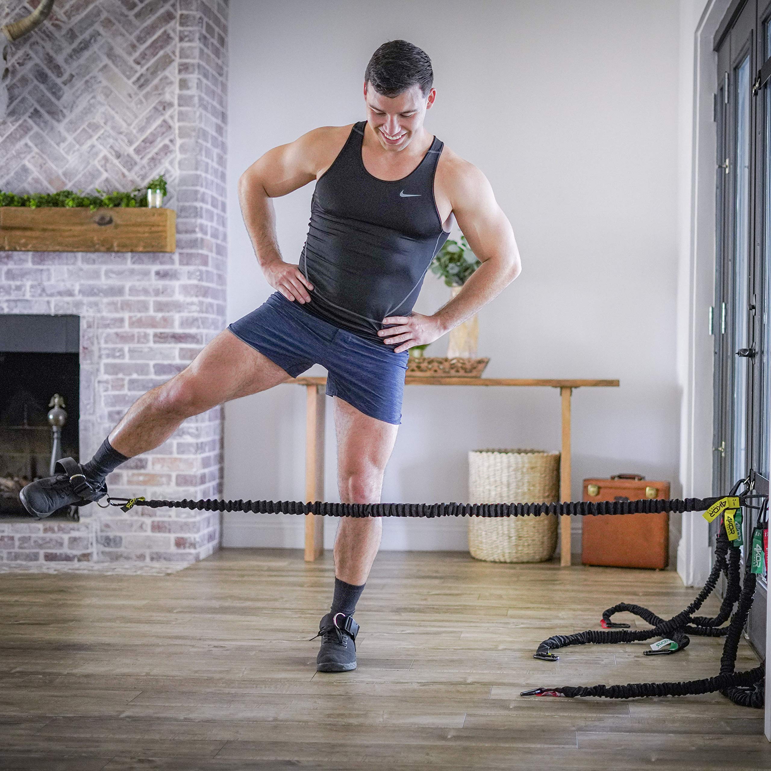 4KOR Deluxe Adjustable Resistance Band Set - Full Body & Shoulder Workout with Interchangeable Handles, Foot Straps & Workout Guide - Portable Exercise Bands with Nylon Sleeves, Anchors & Carry Bag for Home Gym, Travel Fitness & Physical Therapy