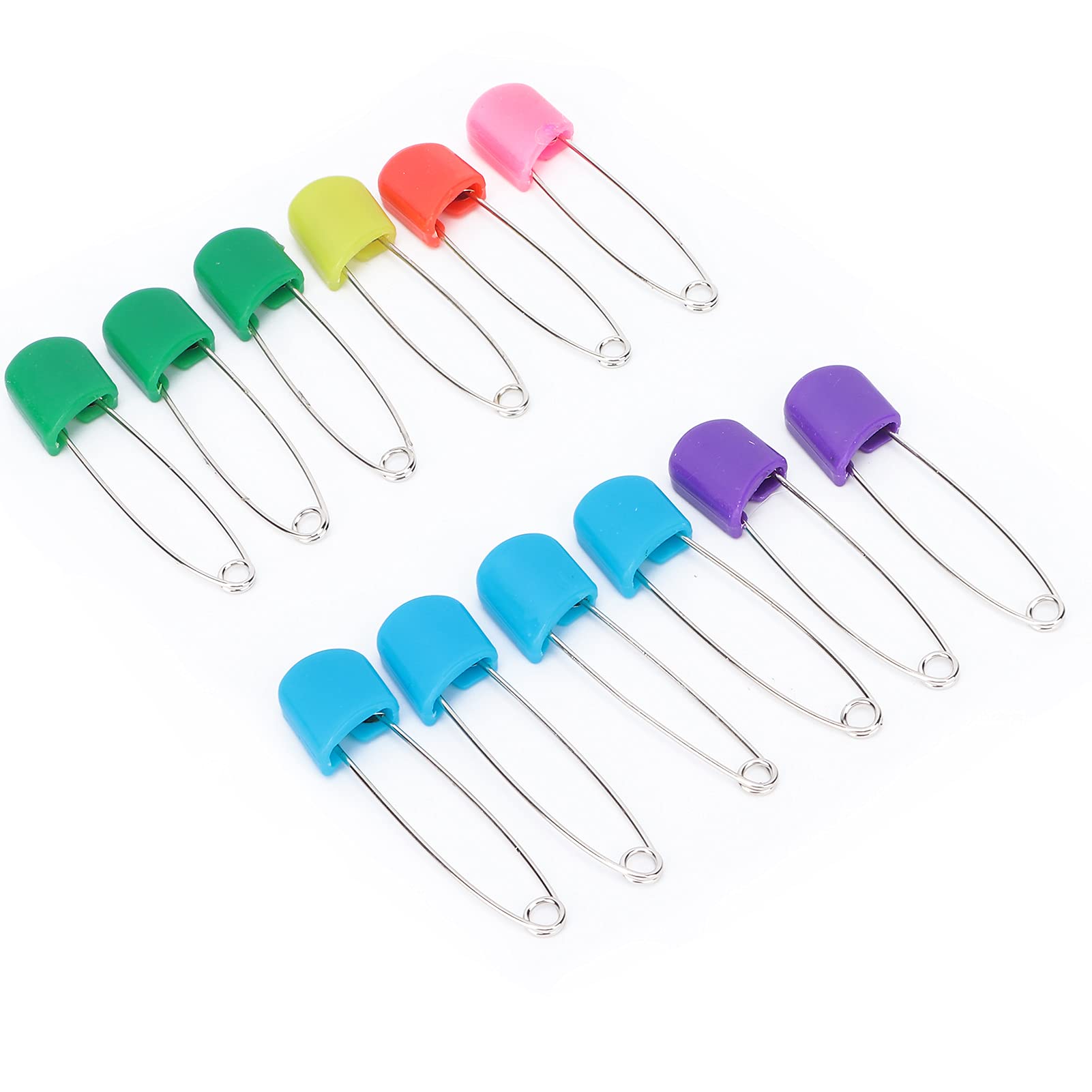 Colorful Baby Safety Pins - 12 Pack Plastic Head Diaper Nappy Pins with Anti-Rust Coating for Jewelry Making, Laundry, Blankets & DIY Crafts - Perfect for Baby Clothes, Sewing Projects and Home Organization