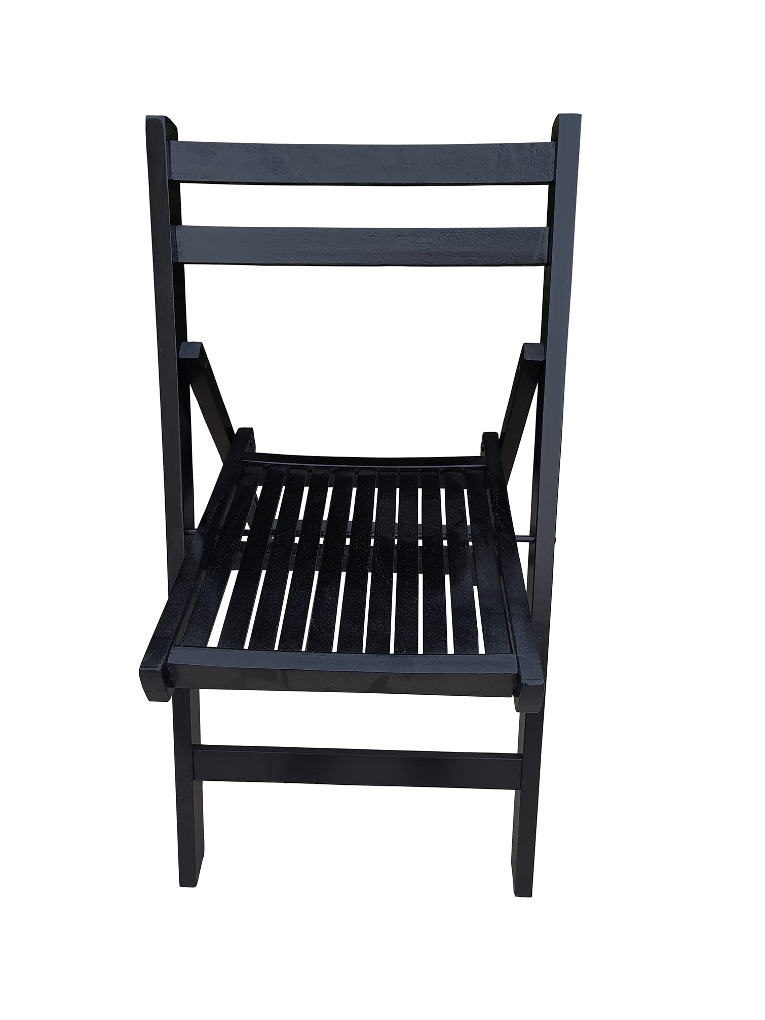 4 Pack Folding Chairs with Poplar Wood Slatted Seat - Lightweight & Sturdy for Dining Room, Kitchen, Balcony, Wedding, Events (Black) | Perfect for Indoor & Outdoor Gatherings, Parties, and Home Decor