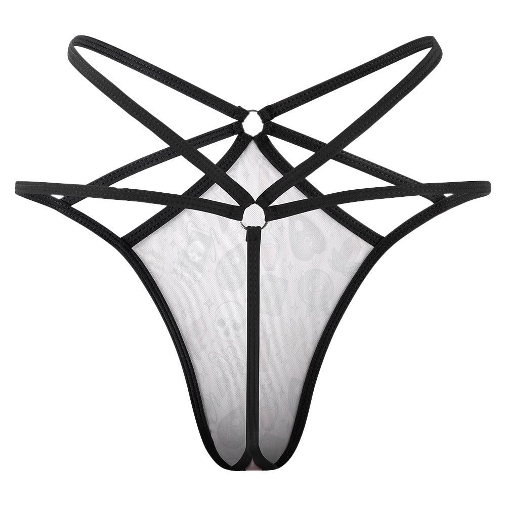 Gothic Symbol T-Back Thong for Women - Sexy Lingerie for Gothic Fashion, Halloween Costumes & Boudoir Photography