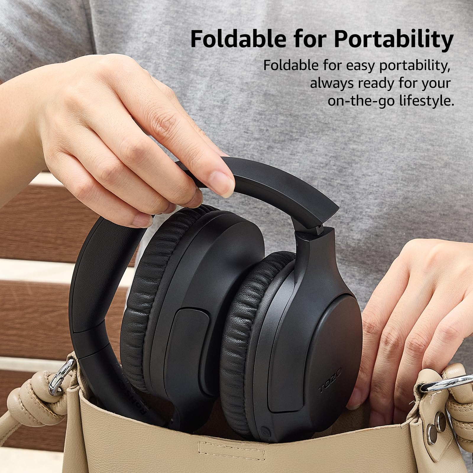 TOZO Bluetooth 5.4 Over Ear Headphones with ENC Noise Cancelling Mic, 70H Playtime Wireless Headset - Foldable Design, Deep Bass Stereo Sound, Customizable EQ via App - Perfect for Travel, Home Office & Commuting