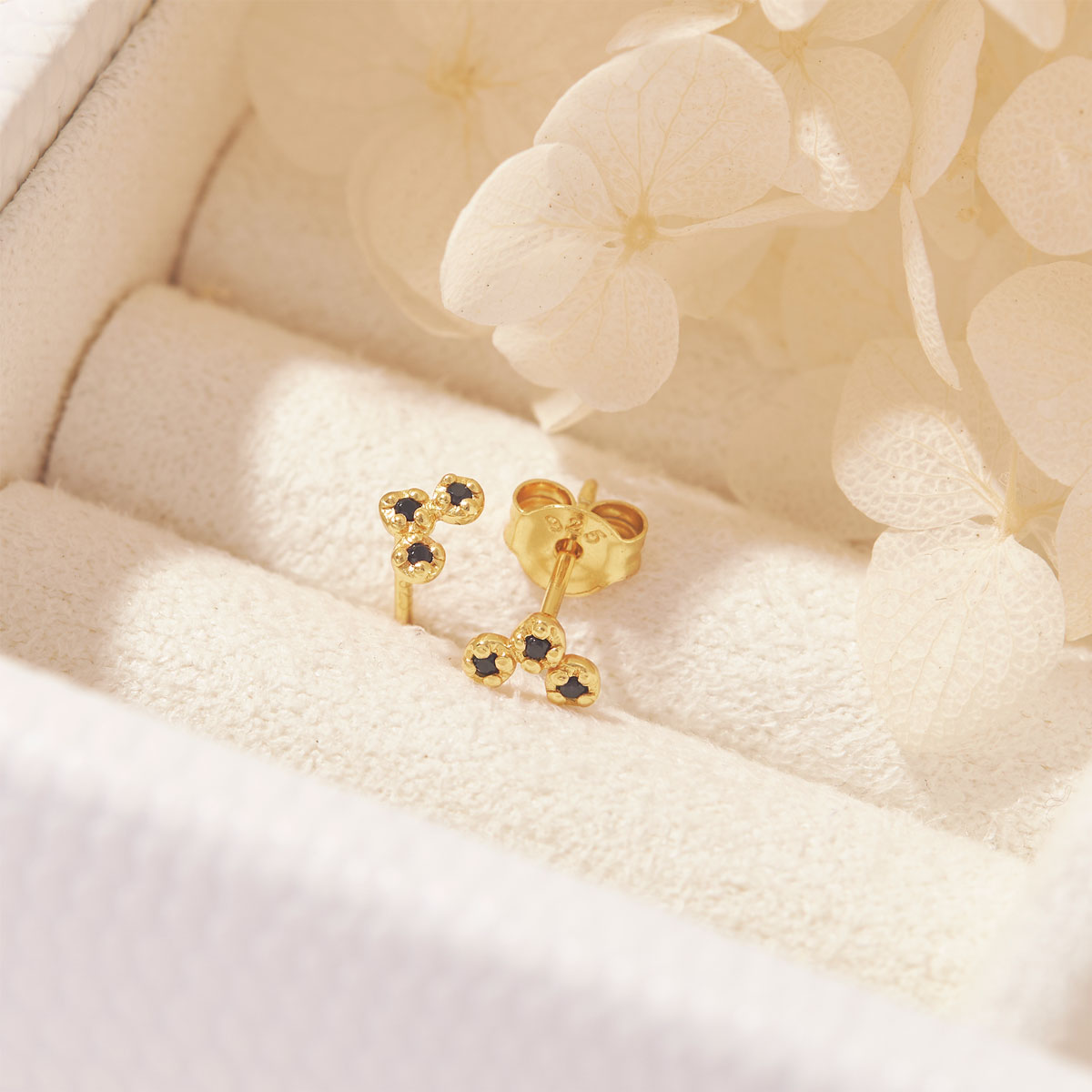 Star Cluster Black Spinel Stud Earrings in Gold - Elegant & Timeless Jewelry for Women | Perfect for Parties, Weddings & Everyday Wear