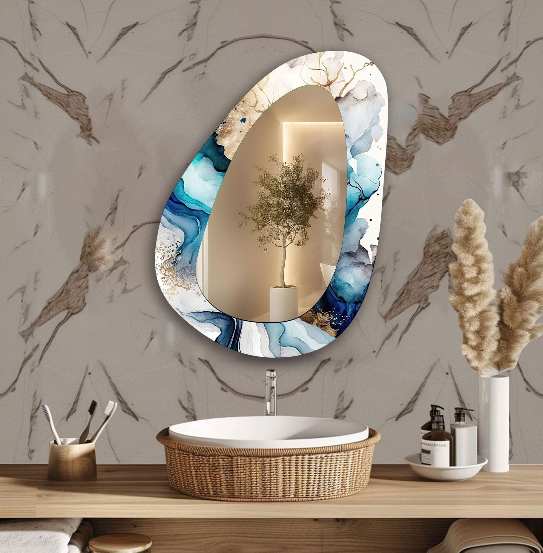 Modern Asymmetrical Wall Mirror - Unique Decorative Mirror for Living Room, Bedroom, Entryway - Adds Contemporary Style to Any Space