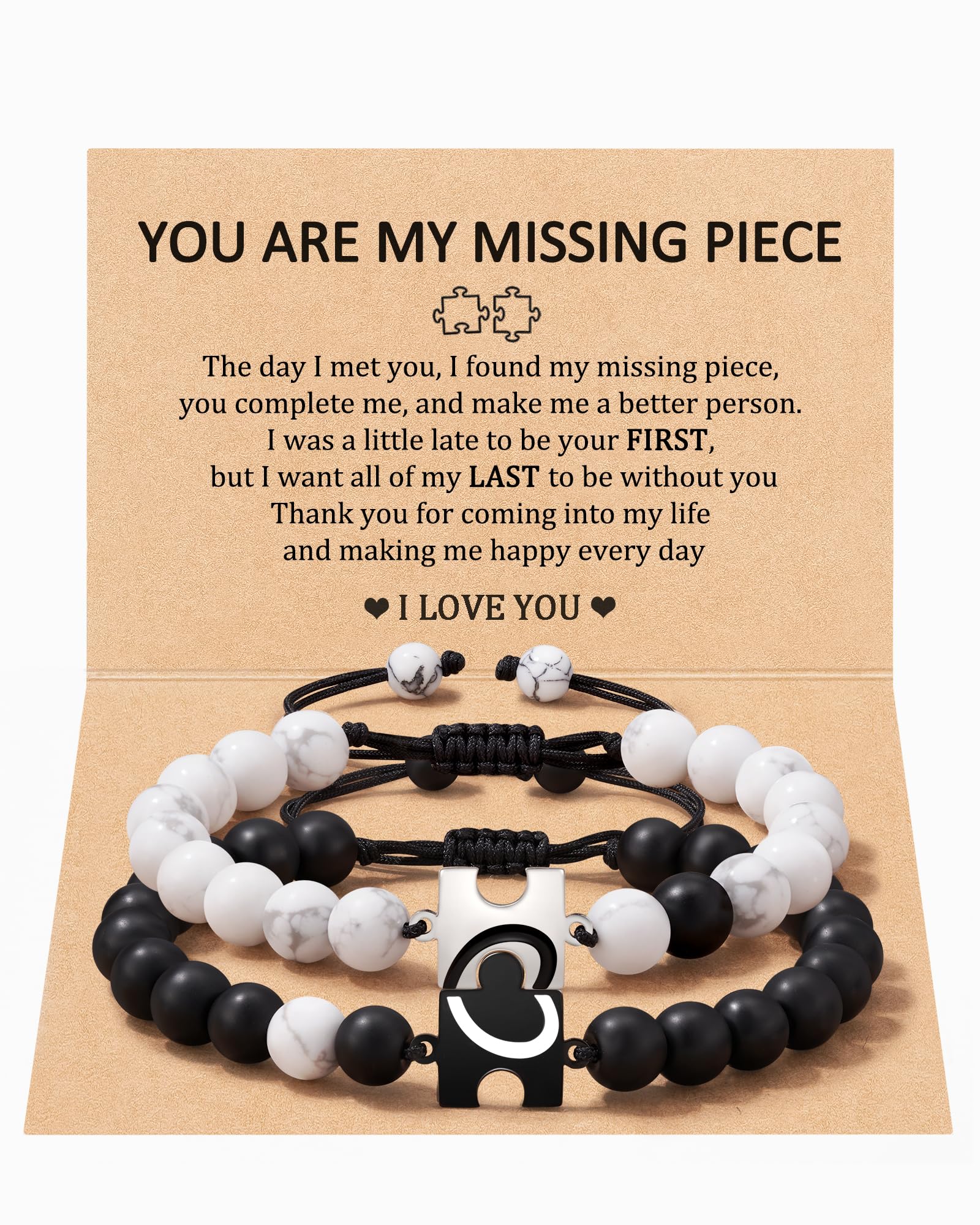 MANVEN Couple Bracelets Set - Matching Promise Bracelets for Couples, Best Friends, Sisters | Romantic Gift for Anniversary, Birthday, Valentine's Day | Wear for Date Night, Wedding, Friendship Day