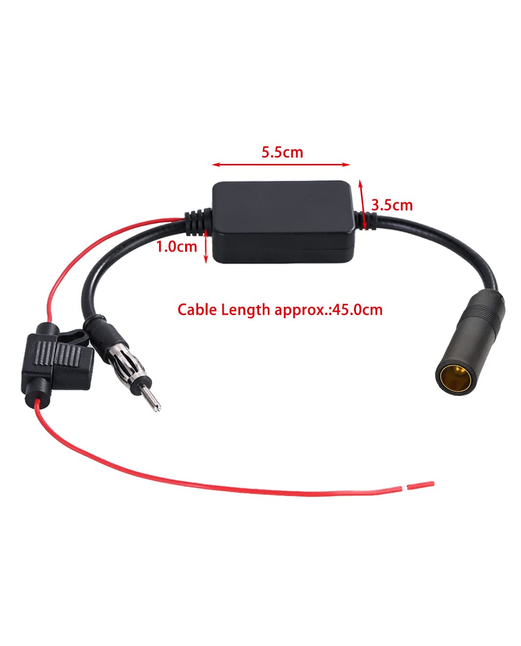 Vecys FM/AM DAB DAB+ Car Antenna Signal Booster Amplifier - DIN Female to DIN Male Adapter 12V Digital Radio Antenna Splitter - Enhances Audio Stereo Reception for Car Digital Radios - Perfect for Road Trips & Daily Commuting