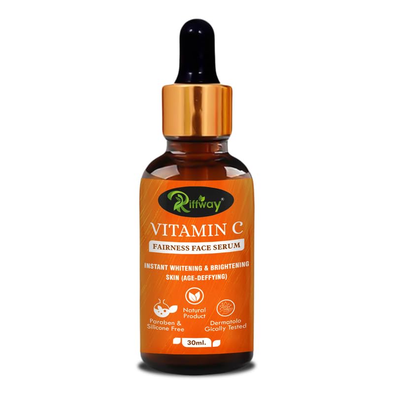 Riffway Vitamin C Brightening Face Serum for Glowing Skin - Reduces Dark Spots & Evens Skin Tone - Natural Skin Brightener with No Side Effects - Perfect for Daily Skincare Routine & Anti-Aging Treatment