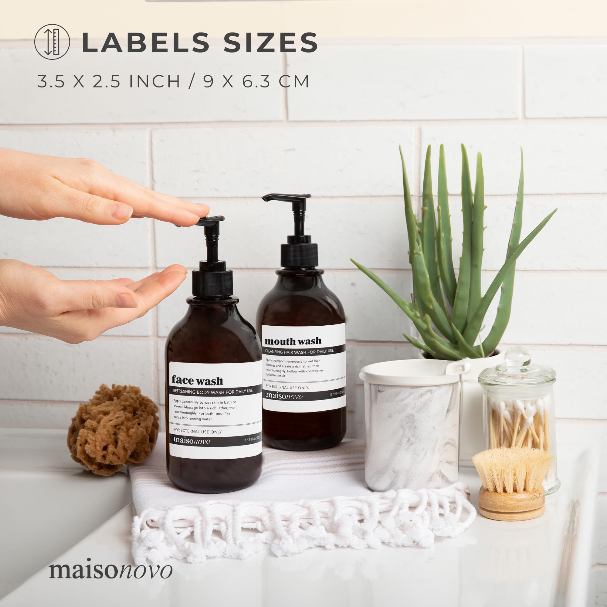 MaisoNovo Waterproof Labels for Bottles - Vintage Design Toiletry Stickers (6-Pack) - Perfect for Travel, Bathroom Organization & DIY Crafts