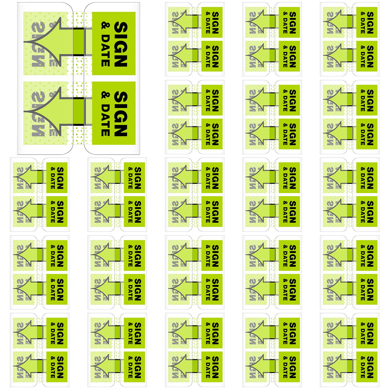 1250 Pcs Sign & Date Flags - 1 Inch Green Tabs for Office Notebooks & Books - Perfect for Annotating & Notary Use
