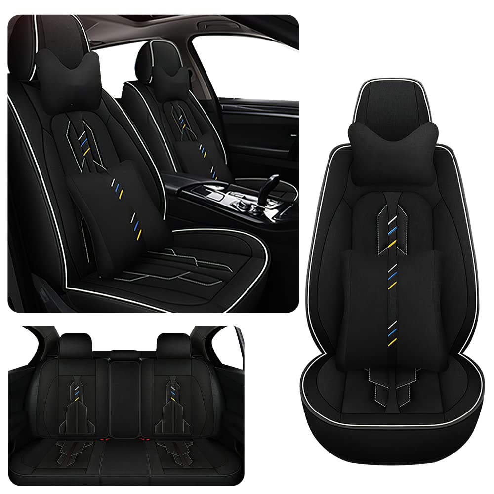 VECOZA Premium Waterproof Leather Car Seat Covers for Honda Pilot 2003-2023 - Durable, Breathable 5-Seat Luxury Black Interior Accessories - Perfect for Daily Commute, Road Trips & Family Protection