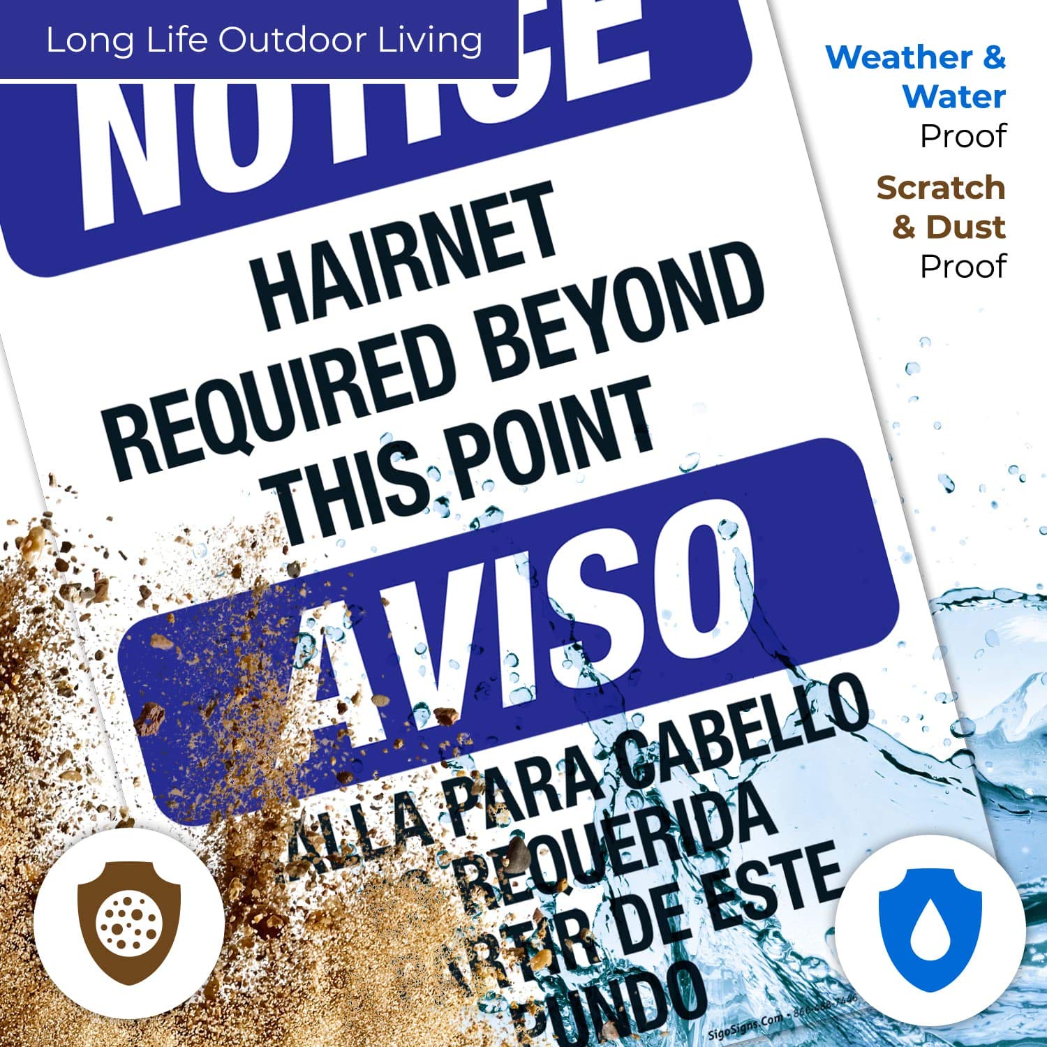 Bilingual Hairnet Required Beyond This Point Sign - OSHA Compliant 10x14 Inch Rust-Free Aluminum Safety Sign, Fade Resistant for Indoor/Outdoor Use - Made in USA | Perfect for Restaurants, Food Processing Plants & Healthcare Facilities