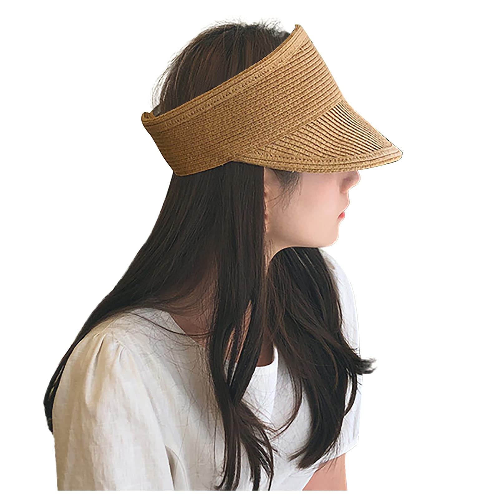 Women's Wide Brim Sun Hat - Foldable Roll-up Straw Visor Hat for Golf, Hiking & Outdoor Activities | UV Protection Summer Beach Hat | Korean Style Fashion Accessory