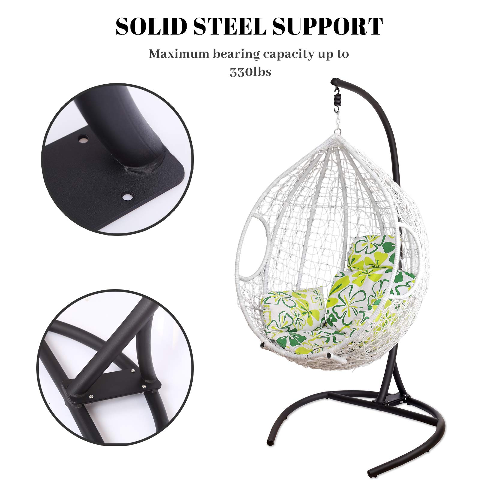 Heavy Duty Hanging Chair Stand for Indoor & Outdoor Use - 330 lbs Weight Capacity, Hammock Chair Stand Only (No Chair Included) - Perfect for Patio, Garden, Balcony, and Backyard Relaxation