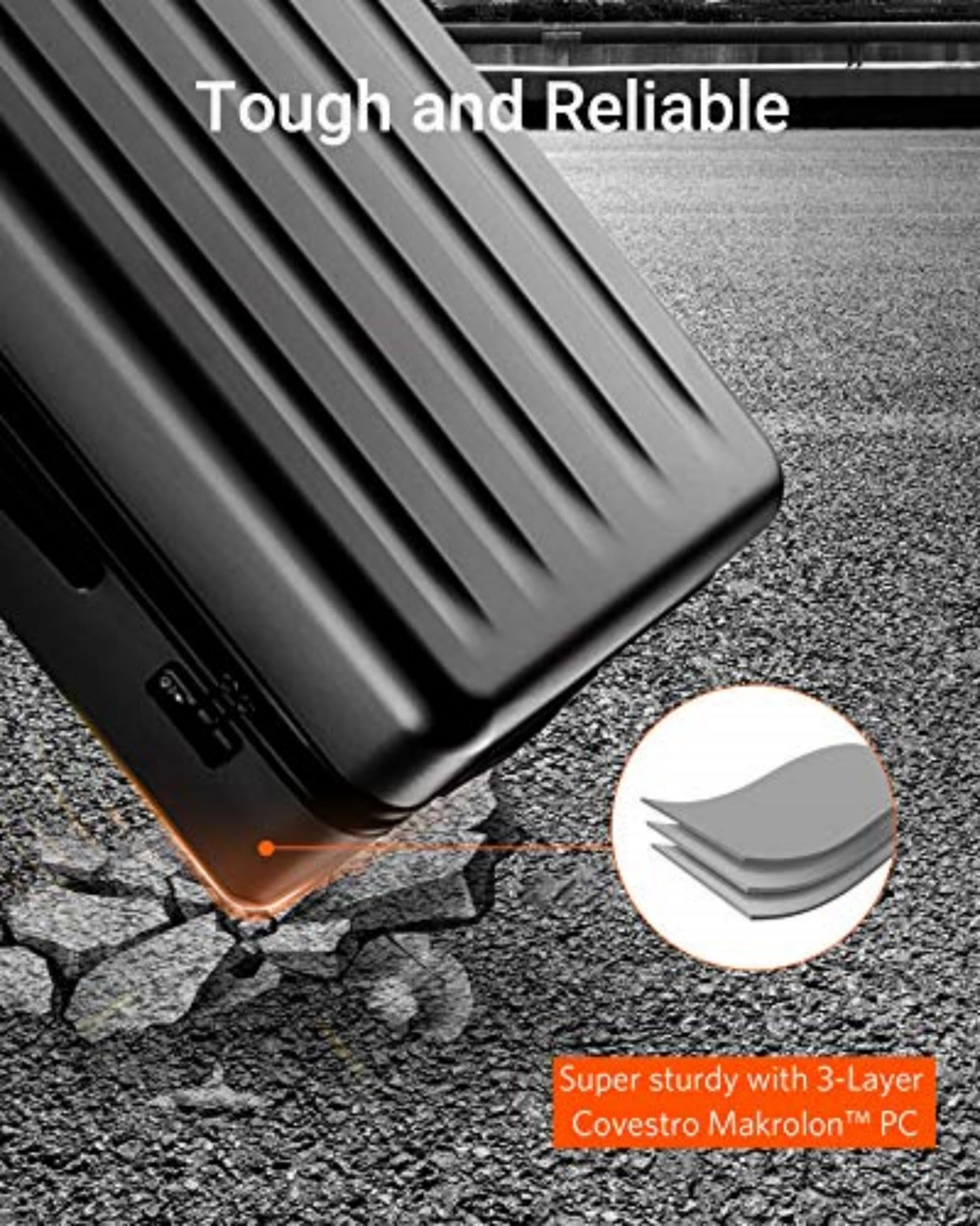 24 Inch Checked Luggage with Wheels - Hard Shell Suitcase with 70/30 Split, Wet Dry Separation, Double Spinner Wheels & TSA Lock - Medium Hardside Trunk for Air Travel (Black) - Perfect for Business Trips, Vacations & International Travel
