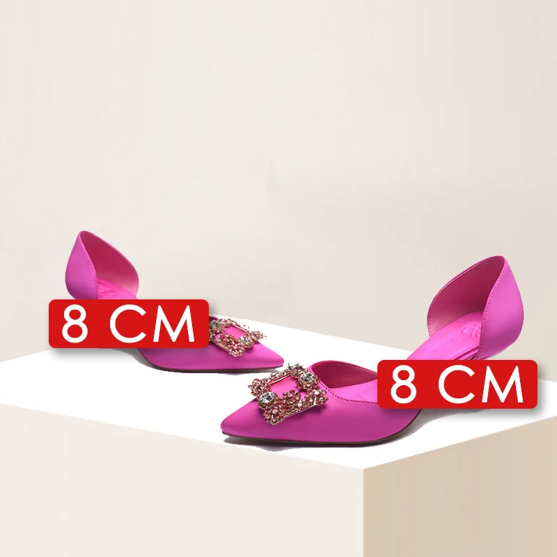 Women's Spring & Autumn Satin Pointed Toe Slip-On Pumps - 5cm Medium Heel for Daily Wear | Office, Party & Wedding Shoes