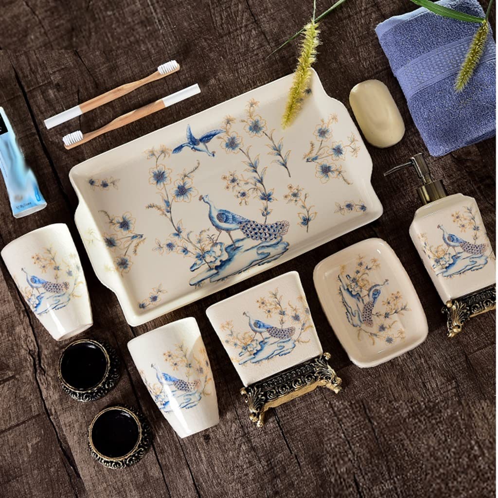 Premium Ceramic Toothbrush Holder & Mouthwash Cup Set - Modern Bathroom Organizer for Countertop Storage | Perfect for Home, Hotel, and Office Use