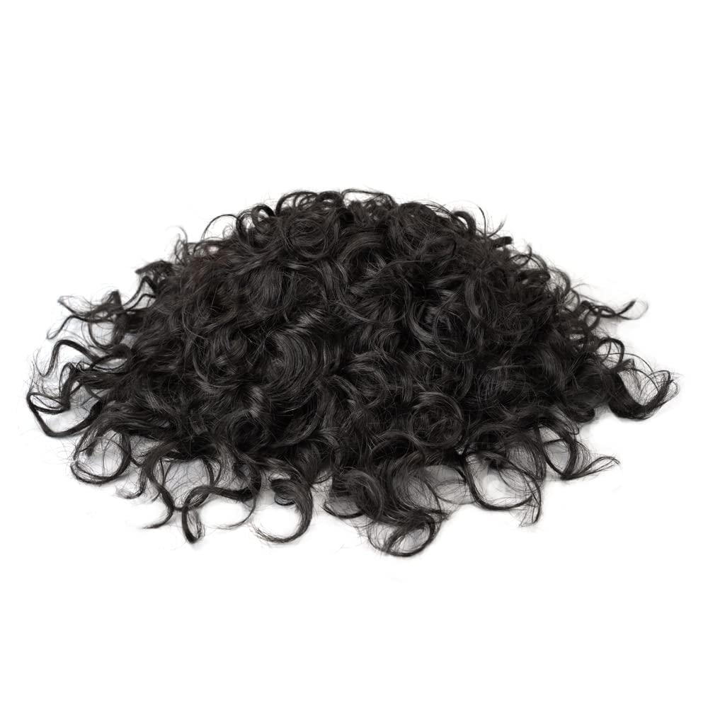 Lordhair 100% Human Hair Men's Toupee - 7x9 Inch Curly Lace Front Hair System with PU Base (20mm) - Natural Looking Hair Replacement for Thinning Hair & Baldness - Perfect for Daily Wear, Special Occasions & Styling