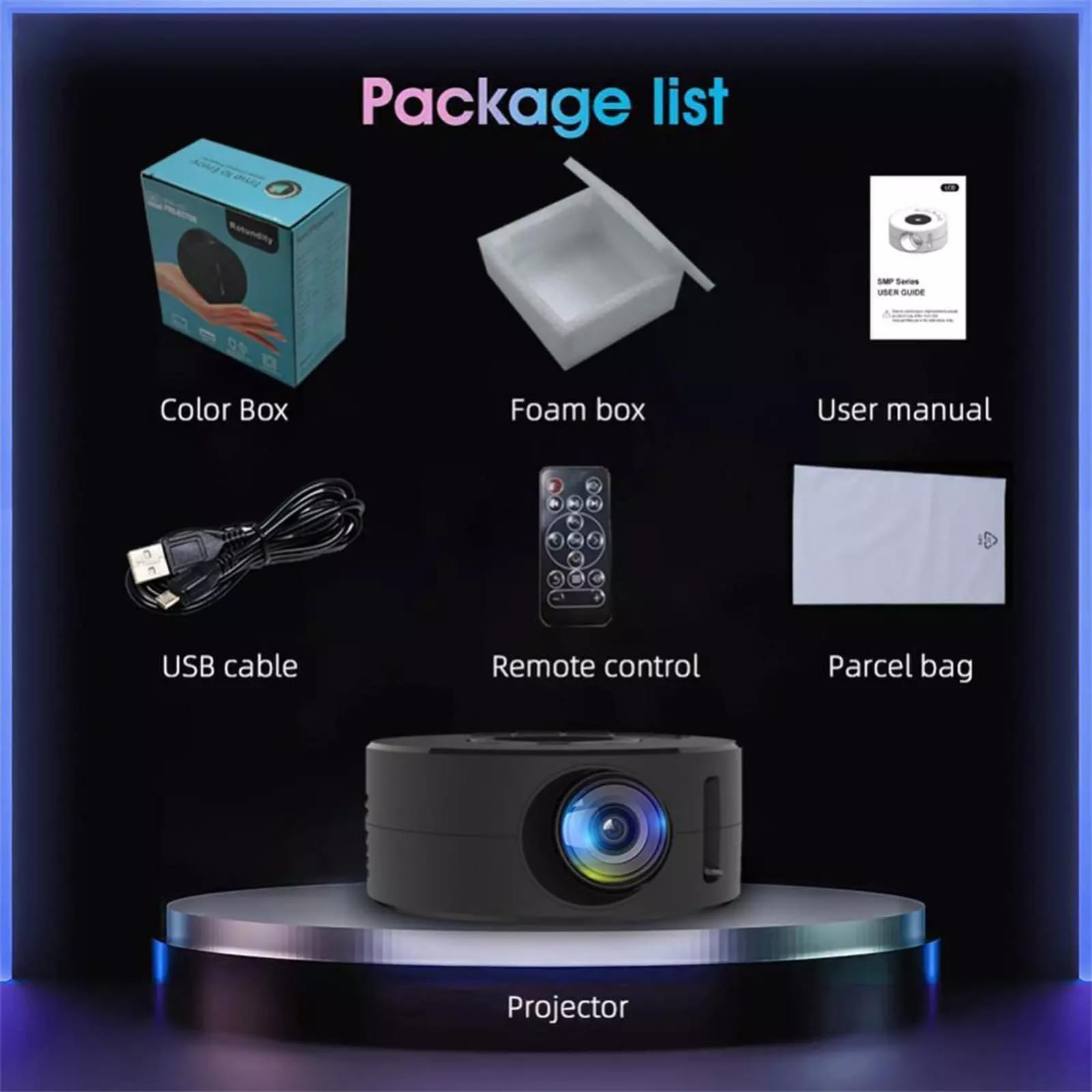Portable Outdoor Projector for Camping & Backyard - HD Movie Projector Compatible with Smartphone, Tablet, Laptop - Perfect for Movie Nights, Parties & Outdoor Entertainment
