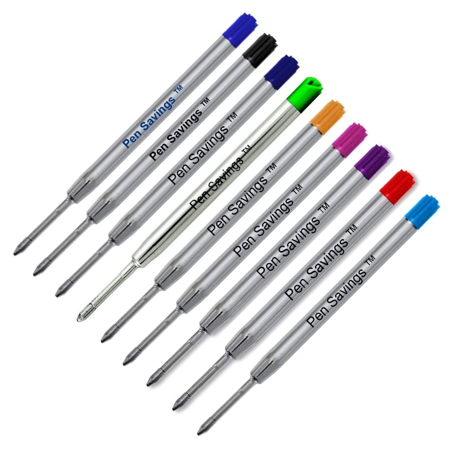 9 Pack Parker Ballpoint Pen Refills - Medium Point Ink Cartridges Compatible with Parker Pens (Assorted Colors, Bulk Pack) - Perfect for Office, School, and Everyday Writing Needs