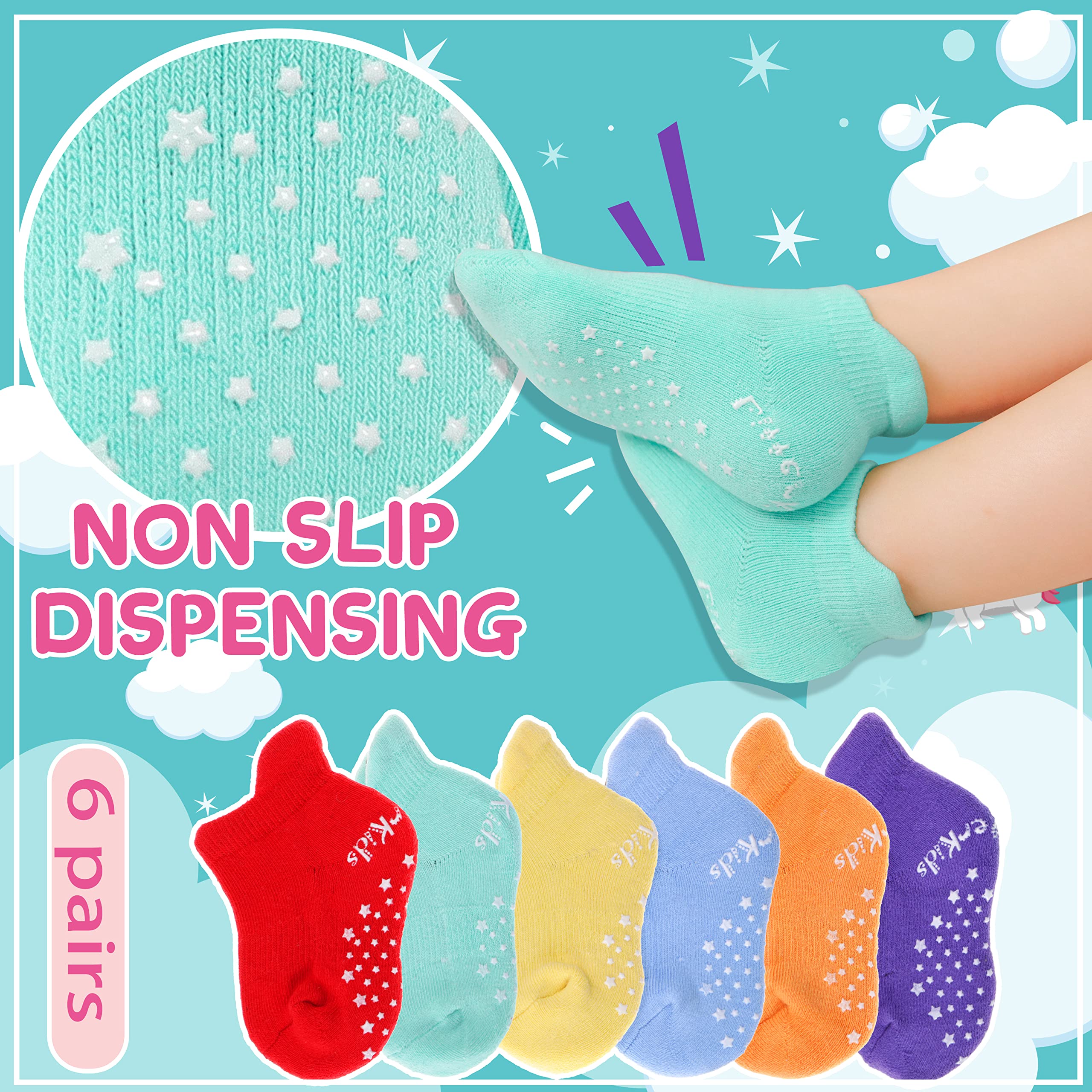 **Non-Slip Baby Socks for Toddlers - Anti-Skid Cotton Ankle Socks with Grippers for Boys & Girls | Perfect for Playtime, Daycare & Learning to Walk**