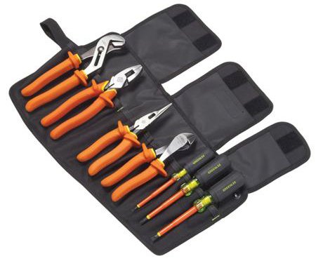 0159-01-INS - 7 Piece Insulated Tool Set for Electricians - Professional Electrical Repair Kit with Non-Conductive Handles for Safe Wiring, Maintenance & DIY Projects