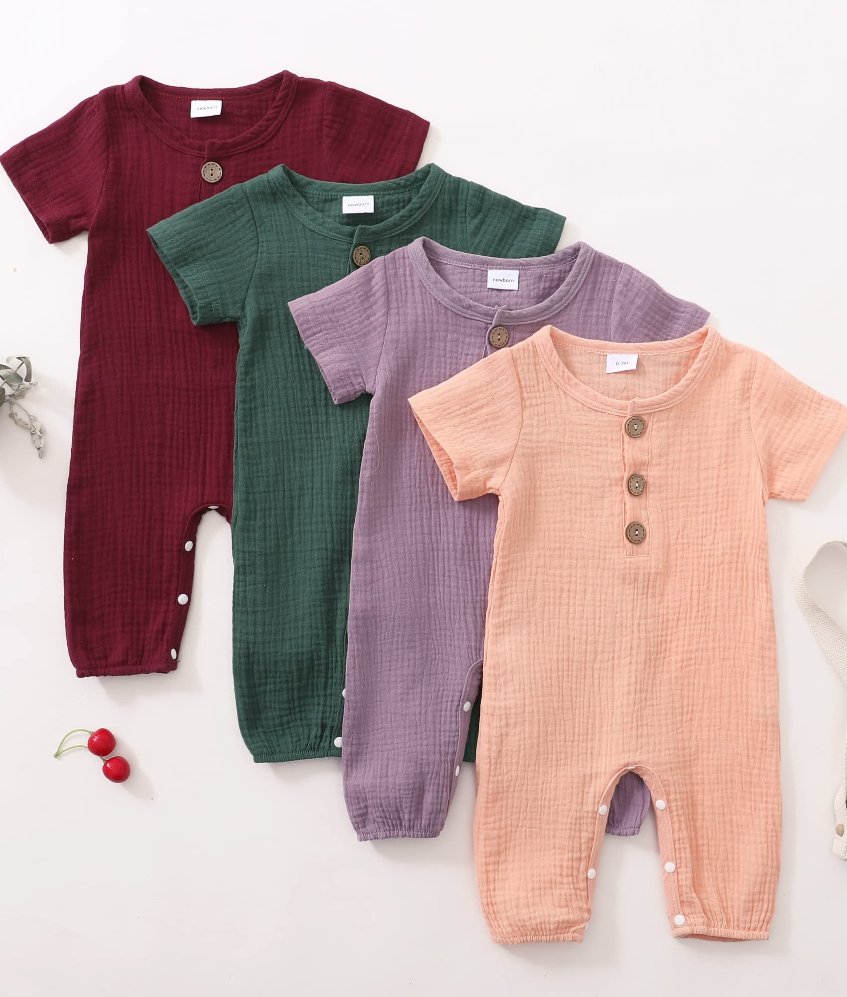 Adorable Newborn Baby Girl Summer Outfits - Soft Short Sleeve Romper Jumpsuit & Bodysuit Set | Perfect for Photoshoots, Playdates & Outdoor Adventures