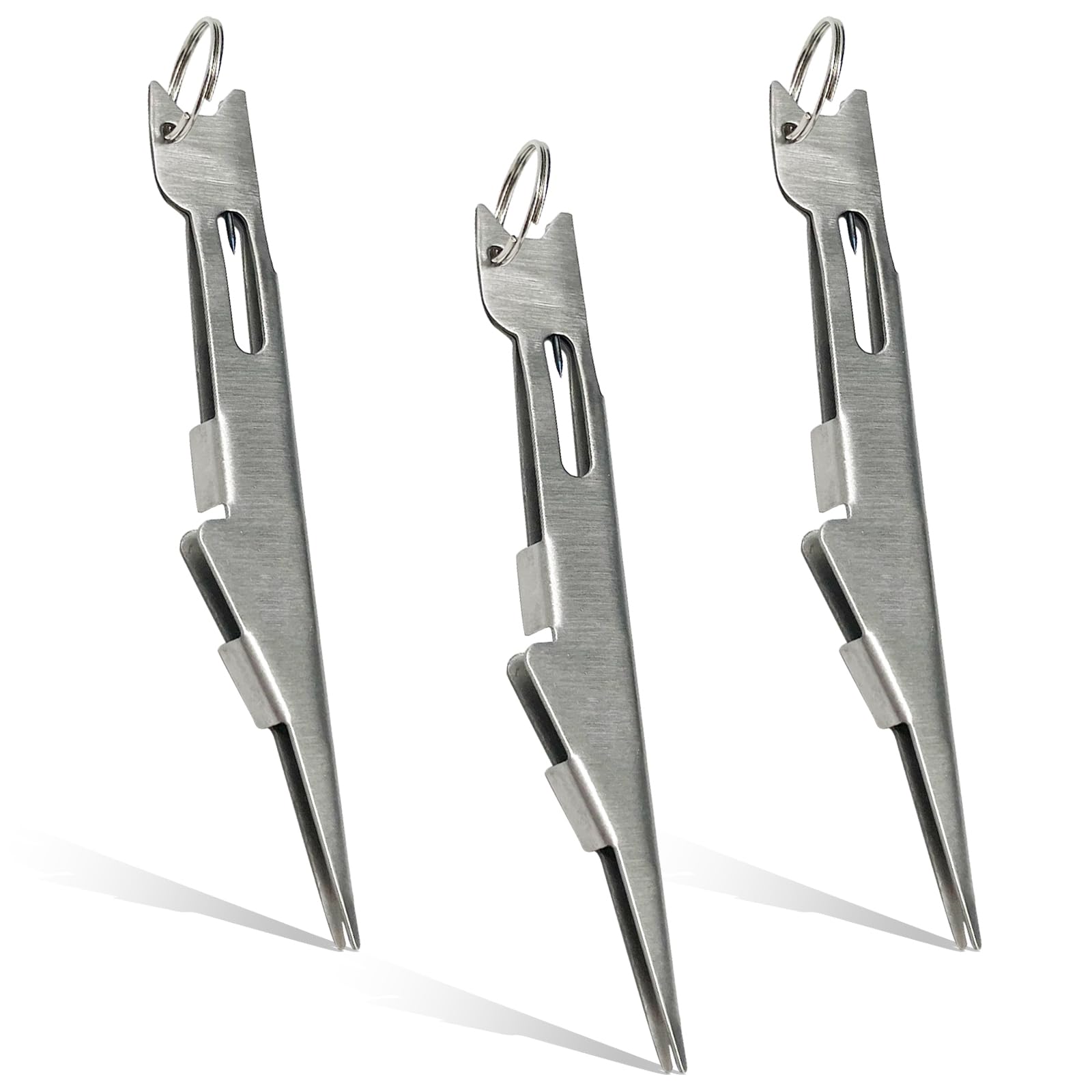 3PCS Fishing Knot Tying Tool Set - Quick & Easy Hook, Lure & Line Knot Tying Tool for Fly Fishing - Durable Nail Knot Tool for Anglers (Silver) | Perfect for Freshwater & Saltwater Fishing, Camping Trips & Outdoor Adventures