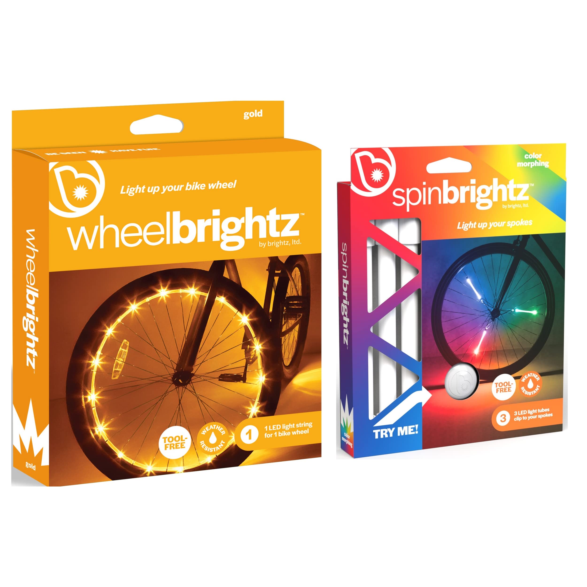 Brightz LED Bike Wheel Lights & Spoke Light Tubes Combo - 3 Pack Waterproof Bicycle Wheel Lights for Night Riding, Safety & Fun - Perfect for Cycling, Commuting & Outdoor Adventures