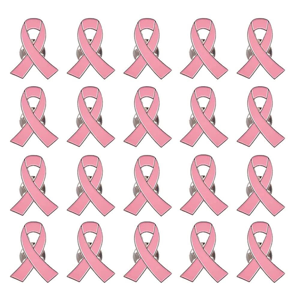 20Pcs Pink Ribbon Pins for Women - Breast Cancer Awareness Lapel Pins, Official Hope Brooches, Enamel Jewelry Pins - Perfect for Fundraising Events, Charity Walks & Showing Support
