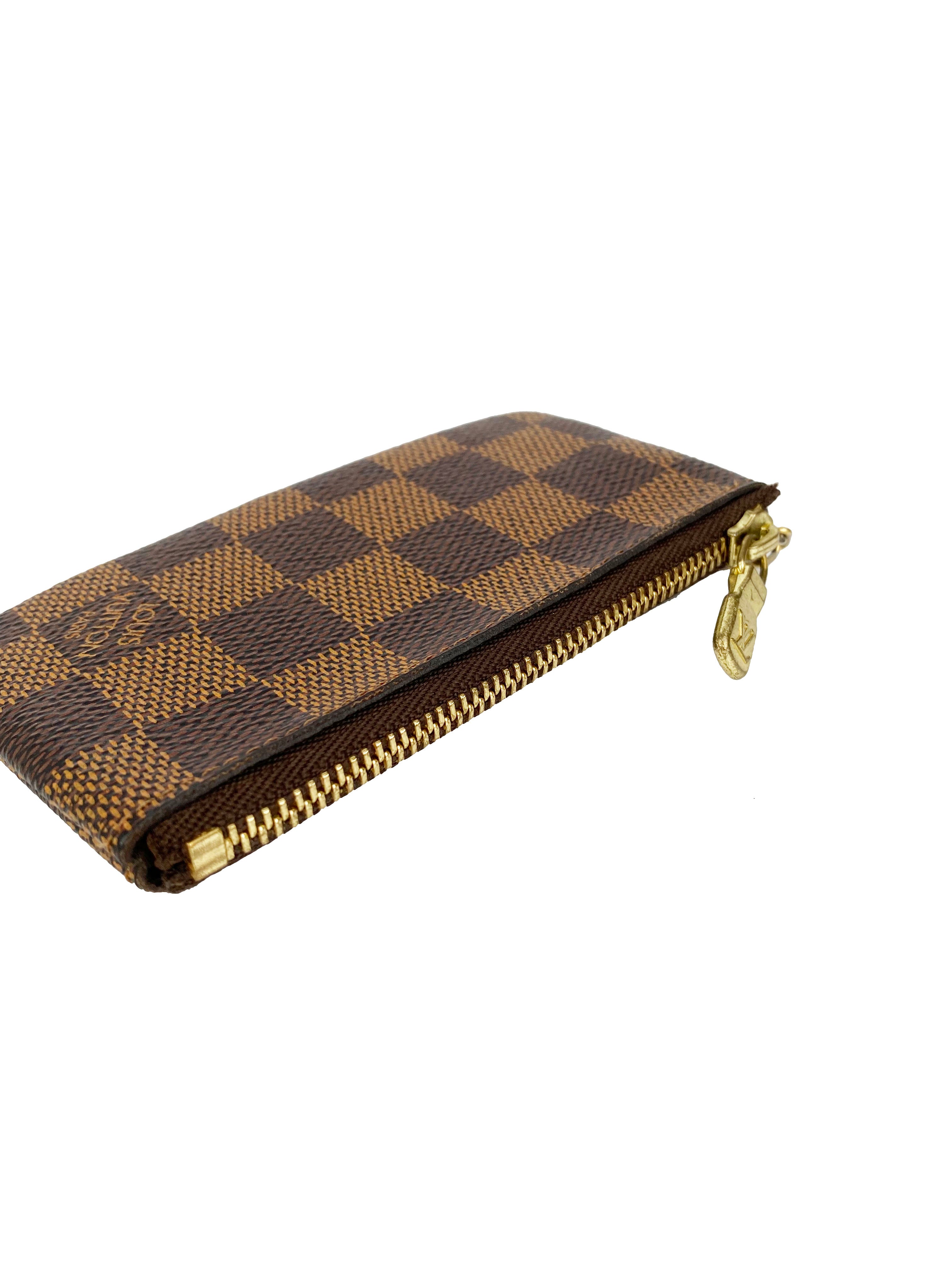 Louis Vuitton Damier Ebene Key Pouch - Genuine Leather Key Holder Wallet for Women & Men - Perfect for Organizing Keys, Cards & Coins (Ideal for Travel, Daily Use & Gift)
