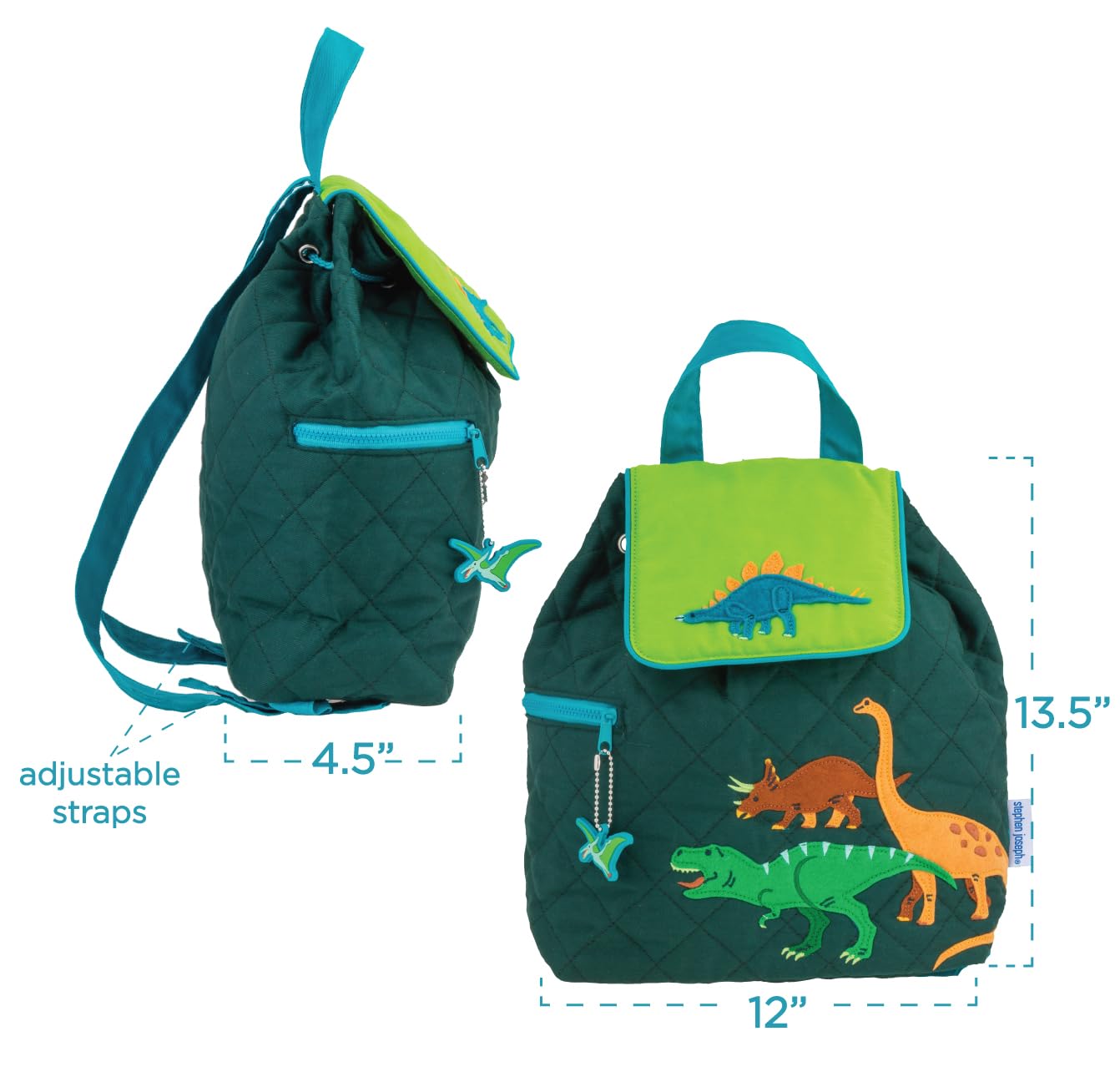 Stephen Joseph Kids' Unisex Toddler Backpack - Quilted School Bag with 