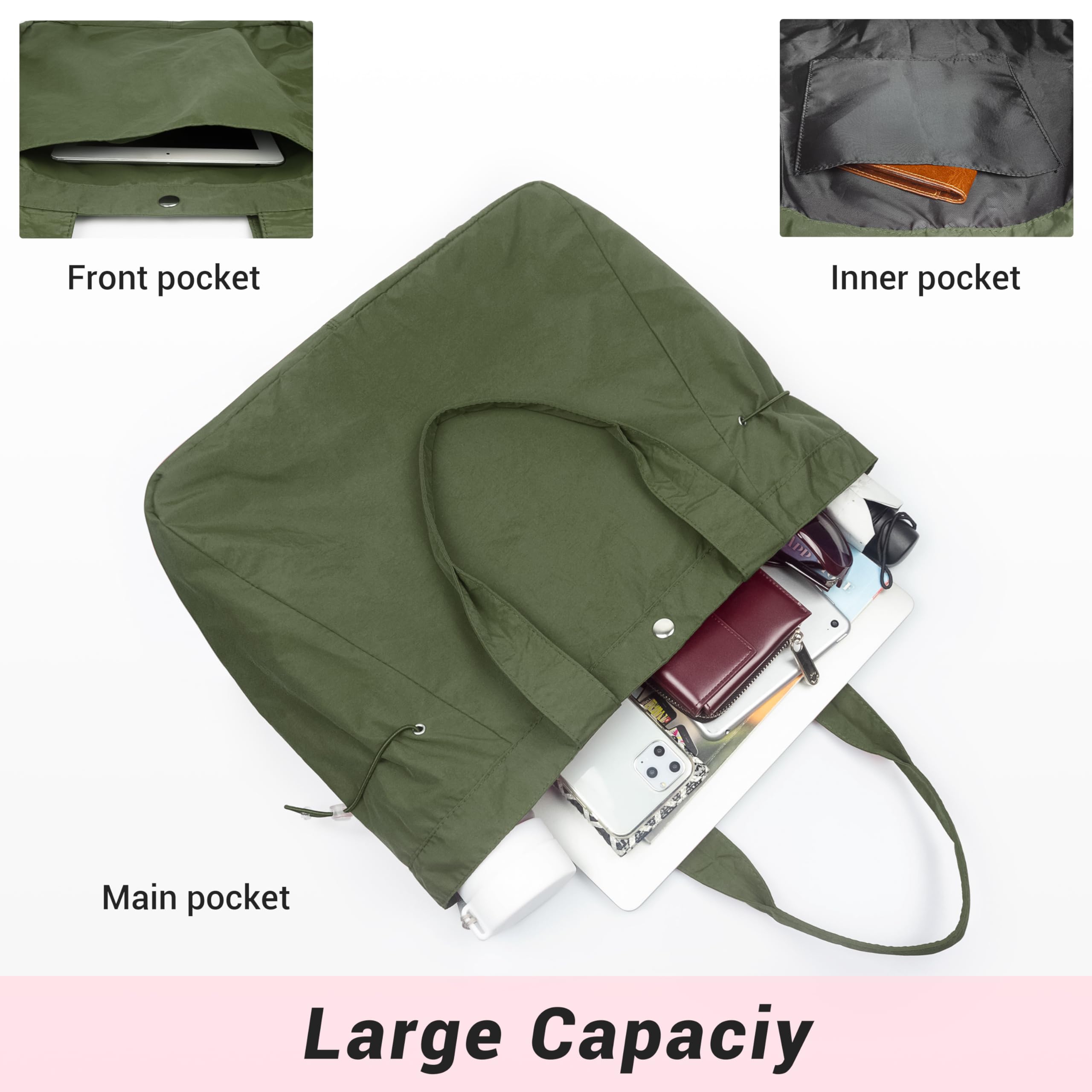 VOLGANIK ROCK Large Tote Bags for Women - Lightweight Shoulder Bag, Gym Bag, Beach Tote & Travel Handbag - Perfect for Work, Shopping, Yoga and Vacation Essentials