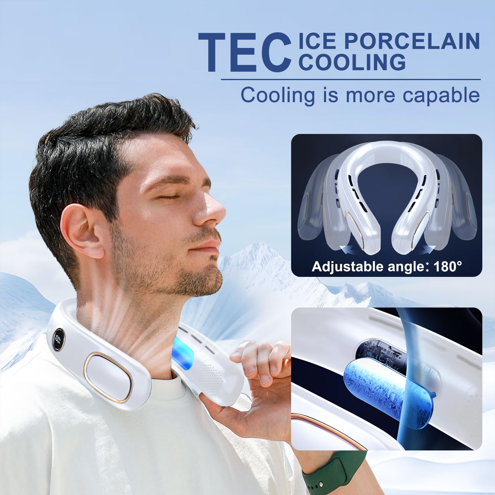 Portable Neck Fan - Hands-Free Bladeless Personal Cooler with 6000mAh Battery, Rechargeable Wearable Fan for Men & Women - Perfect for Travel, Office, Outdoor Sports & Summer Cooling