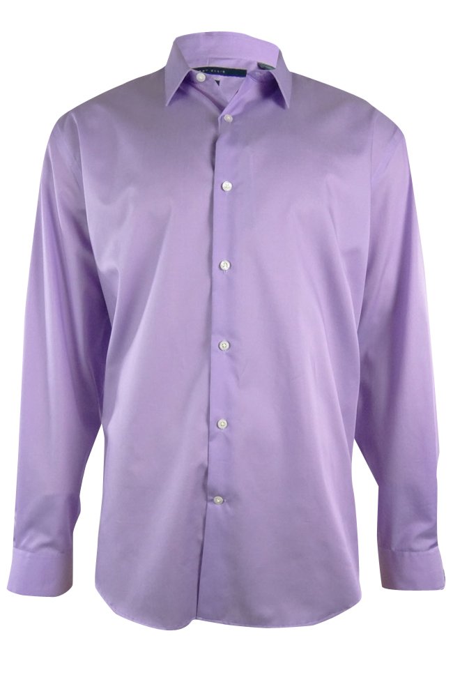 Perry Ellis Men's Non-Iron Twill Long Sleeve Dress Shirt - Point Collar Regular Fit Button Down for Business & Formal Occasions