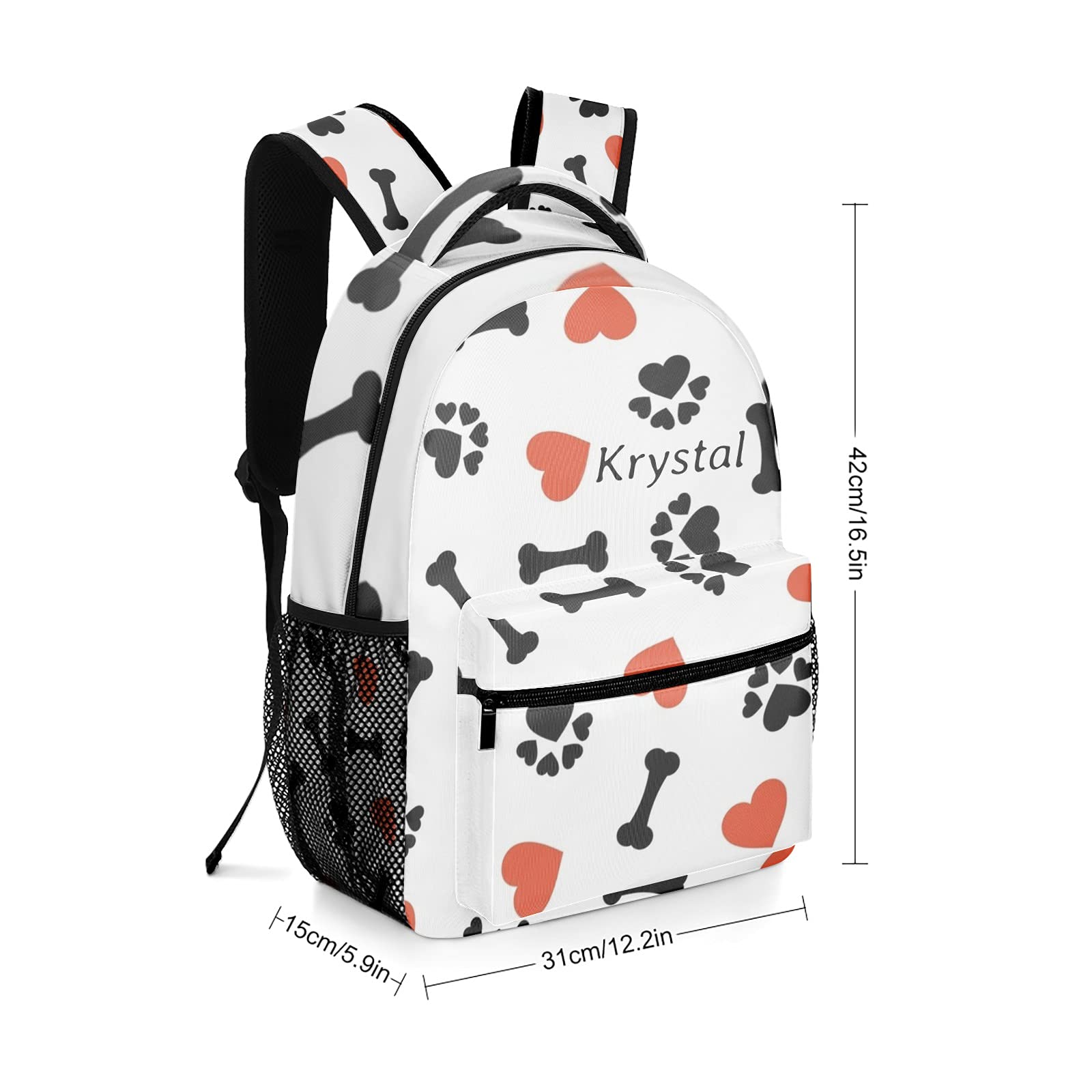 Personalized Red Heart Paw Dog Backpack - Waterproof Travel Pet Carrier for Small Dogs - Custom Name Pet Accessories for Men & Women - Perfect for Hiking, Camping & Outdoor Adventures