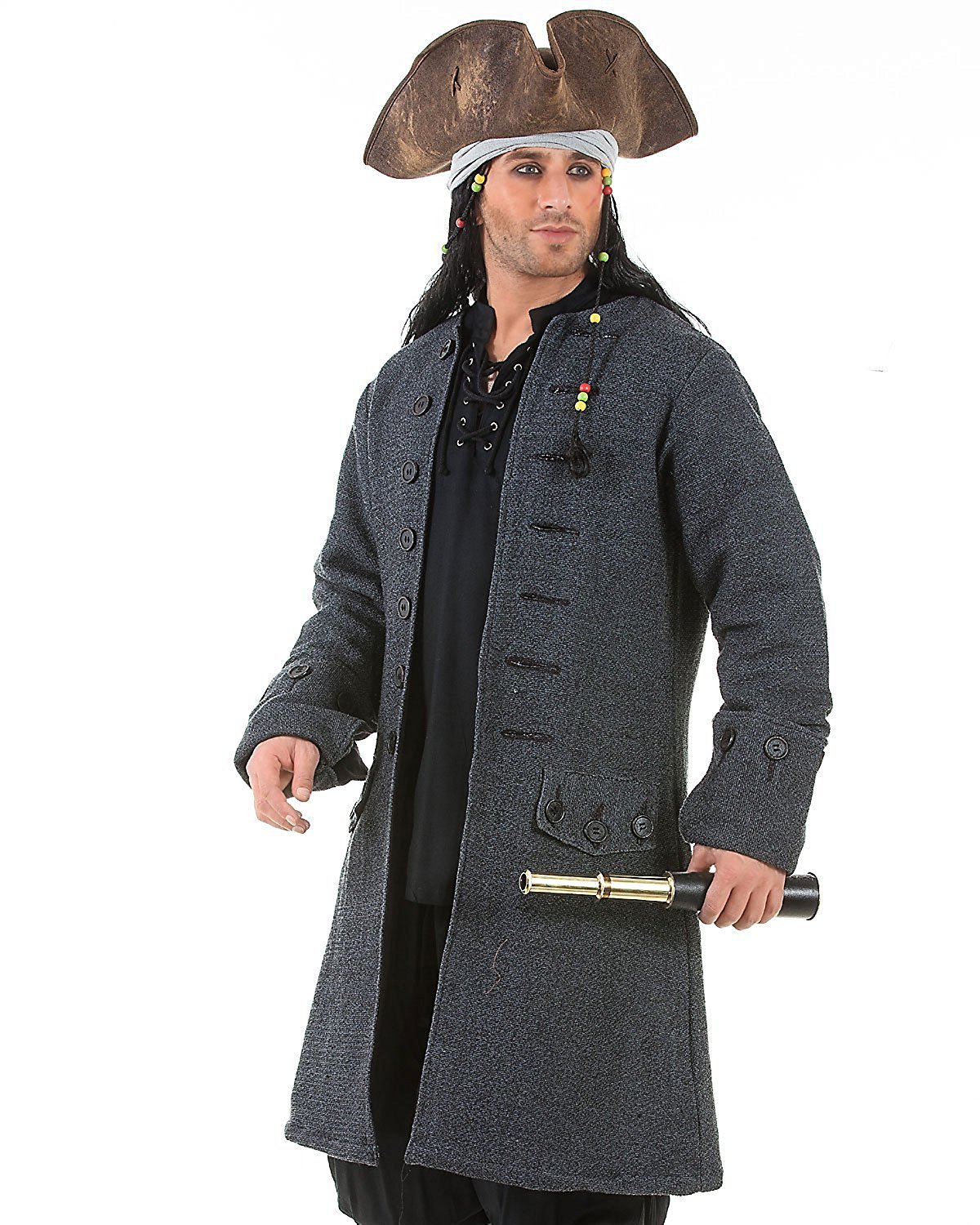 Jack Sparrow Pirate Costume Coat for Men - Renaissance & Medieval Halloween Outfit, Cosplay, Themed Parties & Costume Events