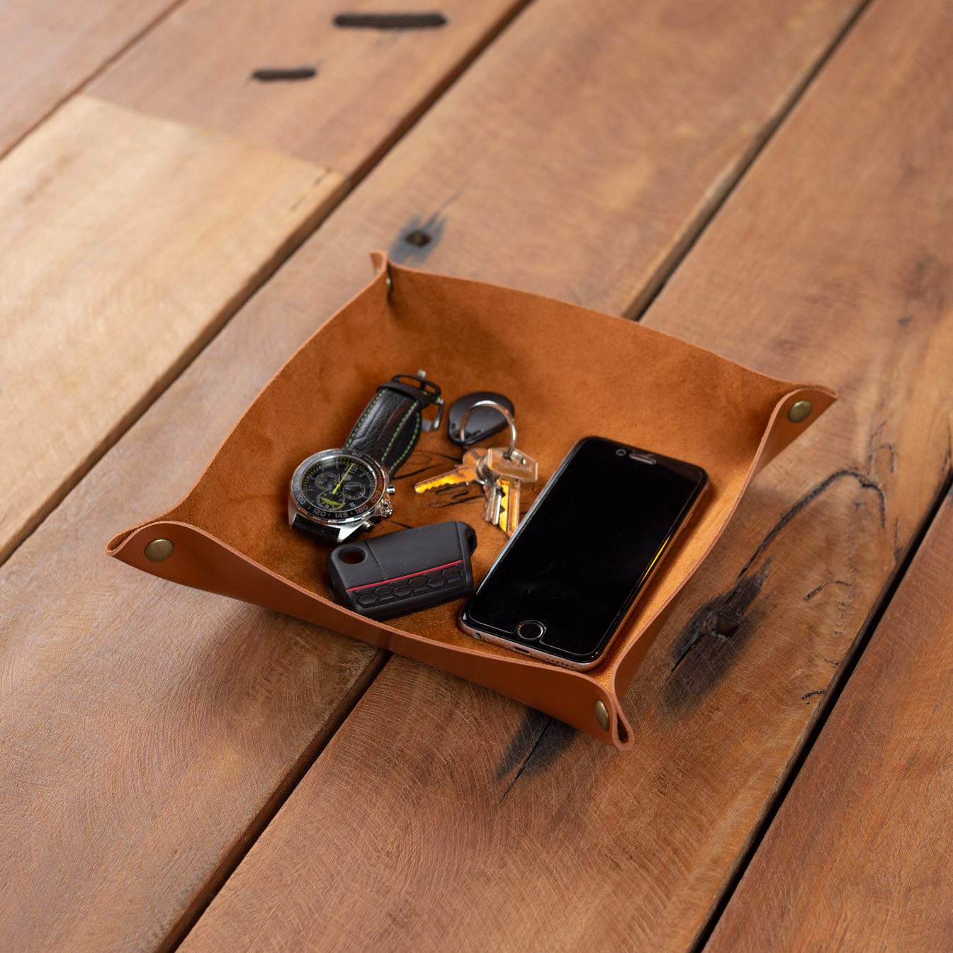 Premium PU Leather Valet Tray - Stylish Decorative Vanity Organizer for Jewelry, Watch, Keys, Coins & Perfume | Perfect for Nightstand, Dresser, Bathroom & Coffee Table Organization | Elegant Home Decor Gift Idea