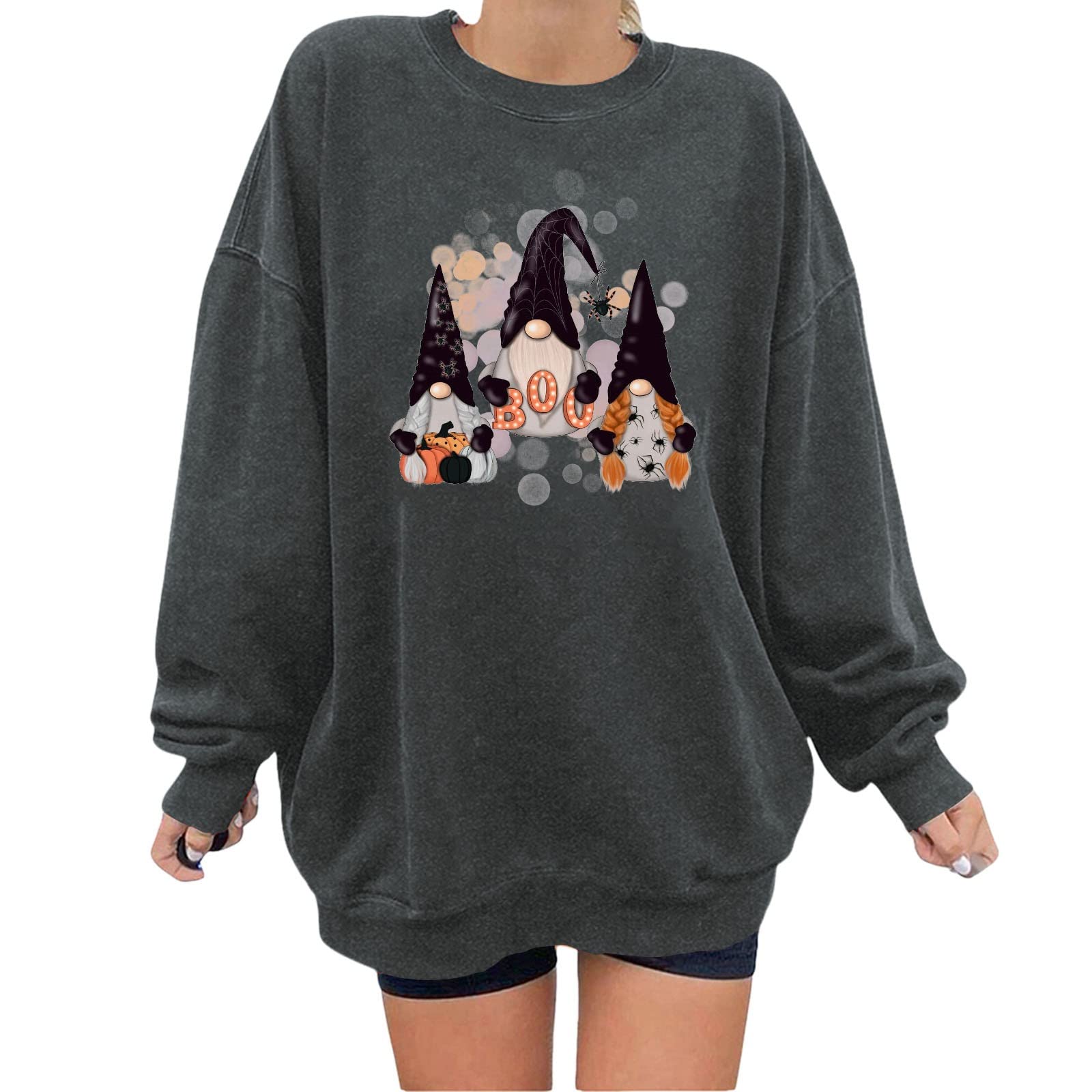 Women's Halloween Graphic Print Hoodie - Plus Size Pullover Sweatshirt with Fun Patterns | Cozy Casual Wear for Fall, Parties & Everyday Outfits