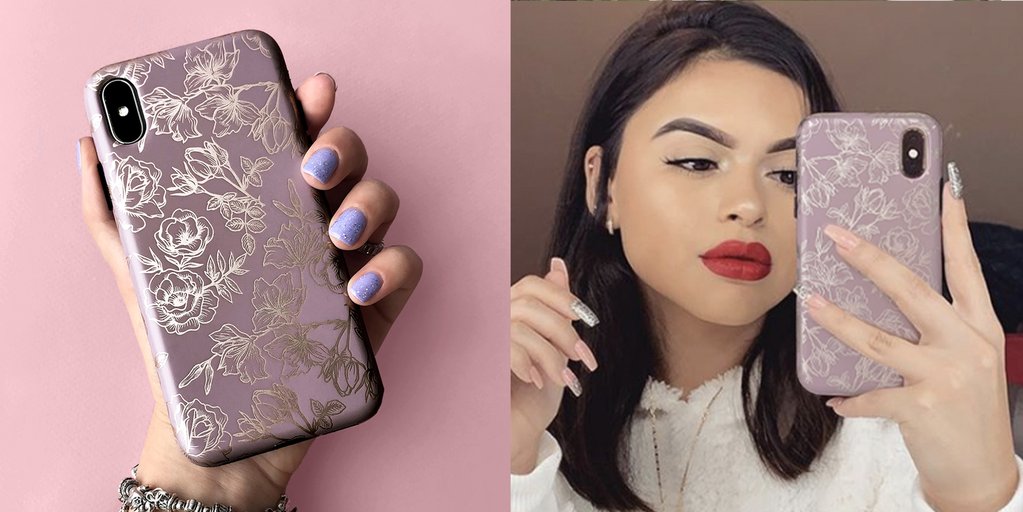 Dusty Rose Chrome Floral iPhone Case - Elegant Protective Phone Cover for iPhone 13/14/15 Pro Max - Perfect for Women, Girls, Daily Use, Gift Giving & Special Occasions