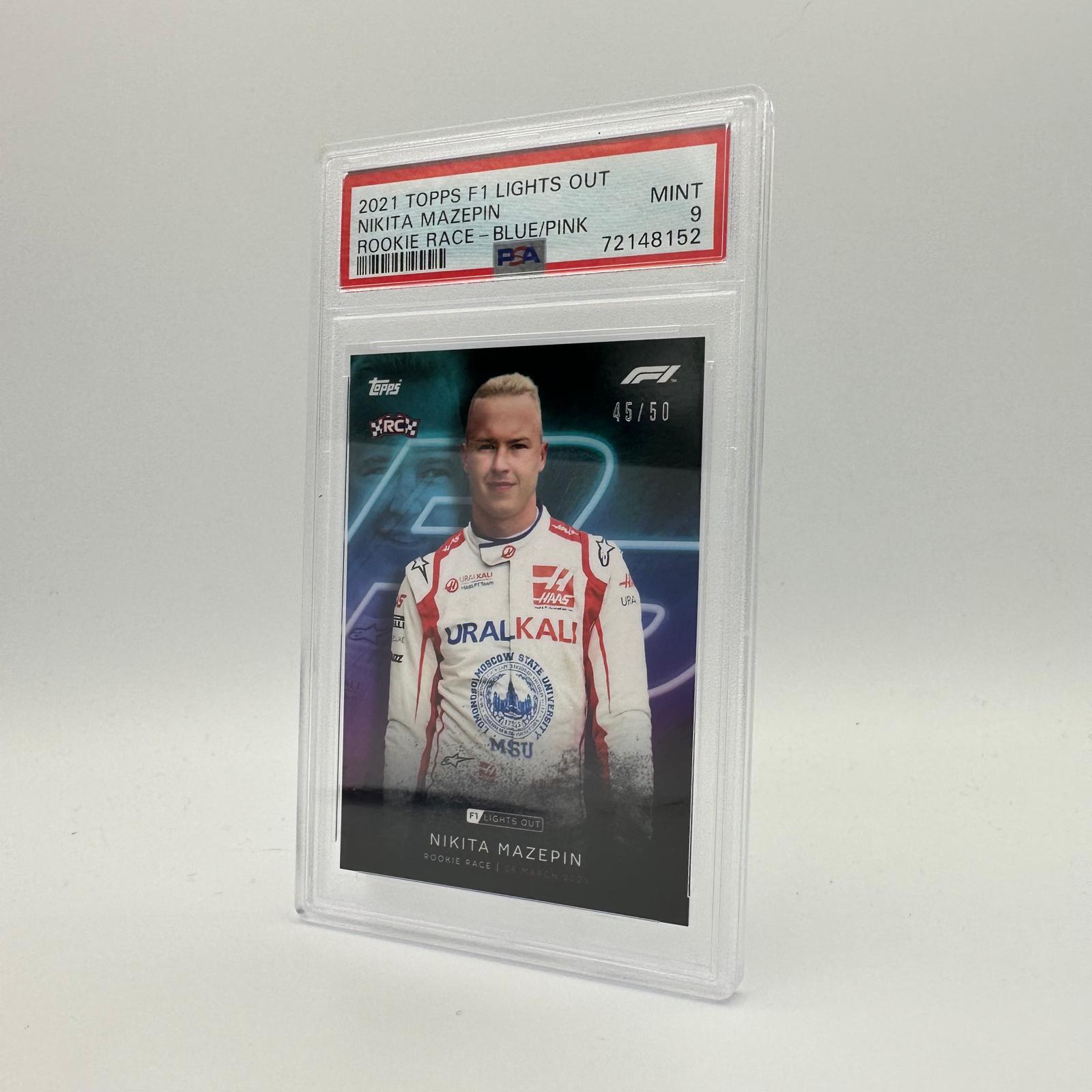 PSA 9 Graded 45/50 Nikita Mazepin Rookie Race Card - Perfect for F1 Collectors and Racing Memorabilia Enthusiasts
